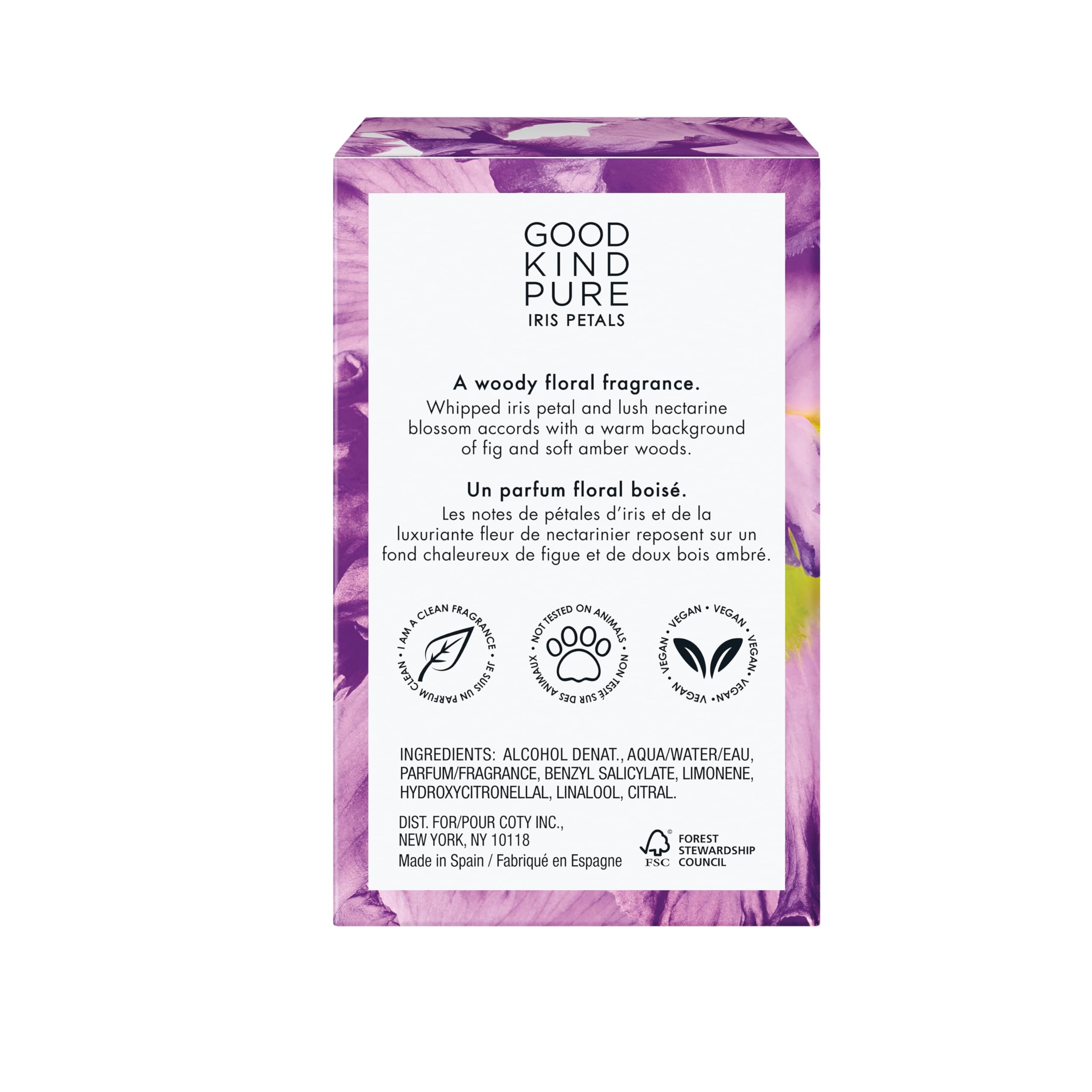 Good Kind Pure Iris Petals Body Mist Spray - Woody, Floral Fragrance - A blend of Nectarine Blossom & Soft Amber Woods - Clean, Vegan, & Long-Lasting Formula - 8.4 Fl Oz