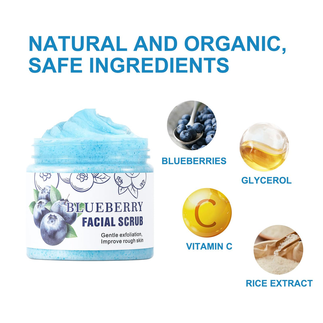 Face Scrub Blueberry Facial Scrubs Facial Exfoliator Facial Peeling Brightening Exfoliating Face Wash Cleanser For Dull Skin Blackheads Acne vitamin c scrub exfoliator scrub for Women Men