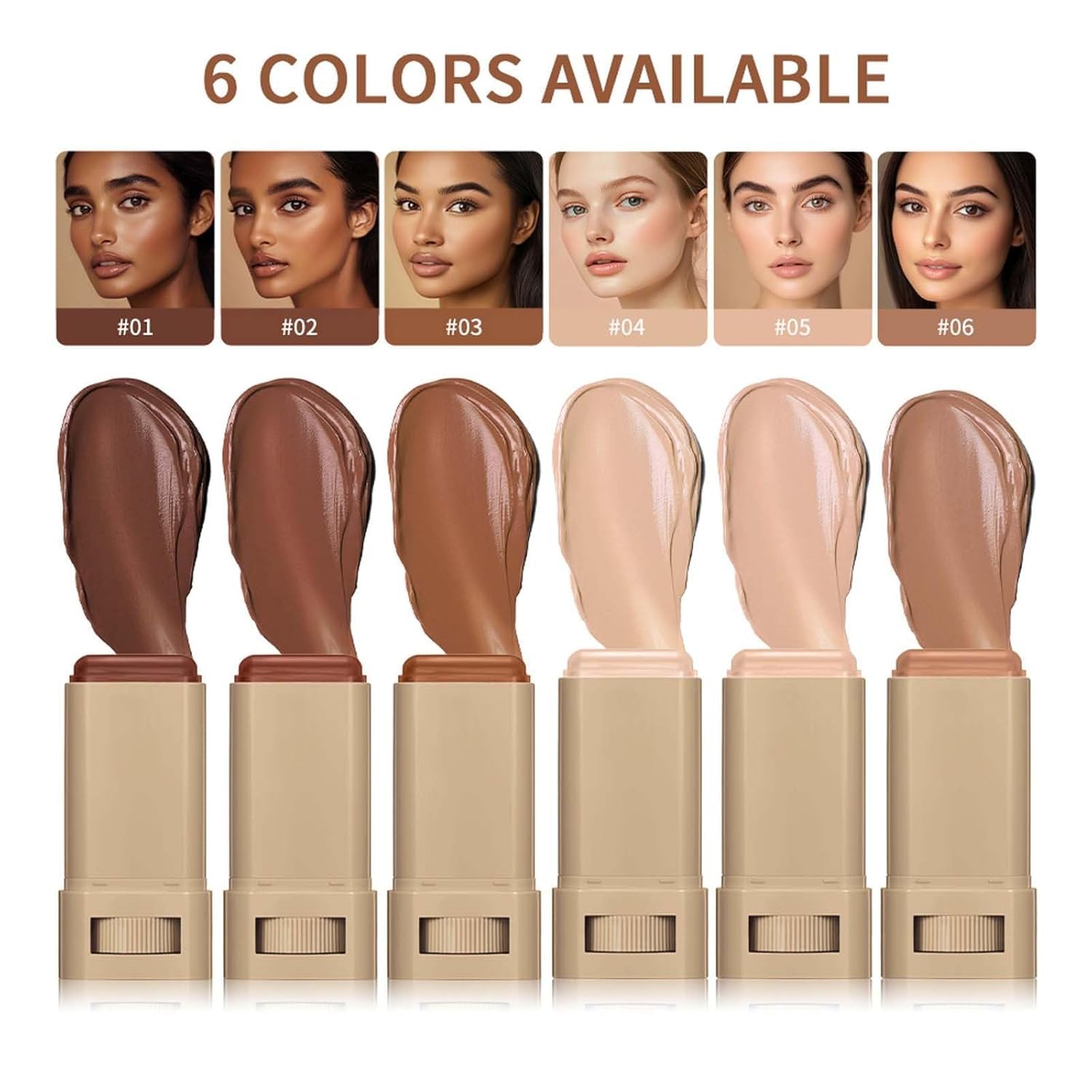 2 Pcs Foundation Stick Beauty Balm Serum Boosted Skin Tint Solid Tinted Moisturizing Serum Contour Stick Foundation for Women Natural Finish Makeup(5, 5)