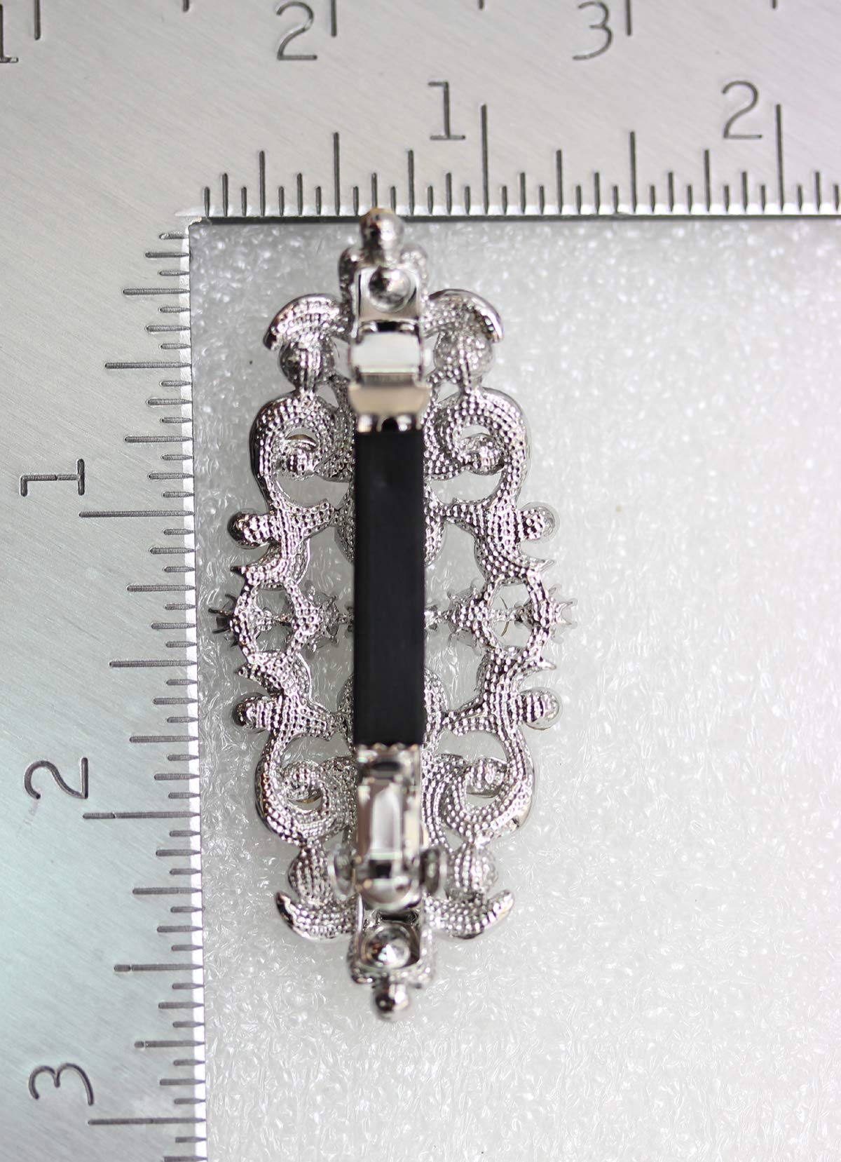 Faship Gorgeous Black Rhinestone Crystal Floral Barrette - Black