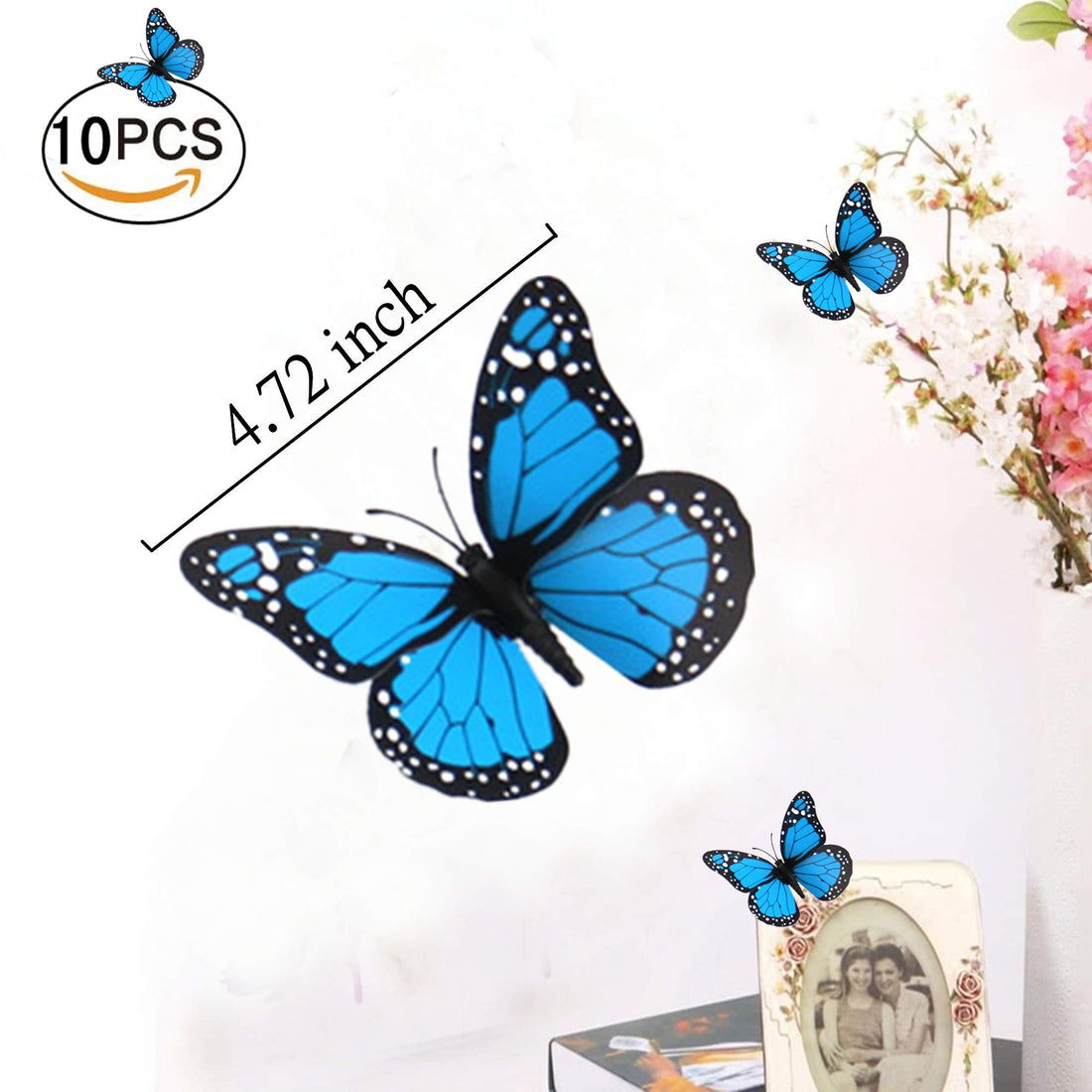 Monarch Butterfly Wall Decals Home 3D Butterfly Stickers Tree Wall Decals Cake & Cupcake Toppers Decor Removable Refrigerator Magnets Stickers for Kids Room