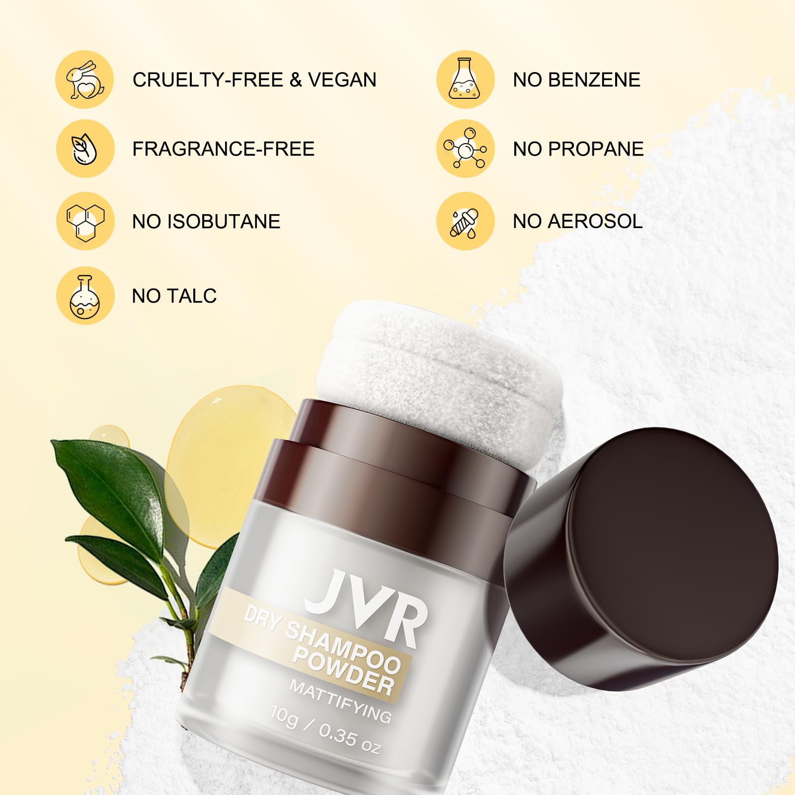 JVR Dry Shampoo Powder Absorbs Oil in Hair, Volumizing, Dry Shampoo for Women & Men, Freshens Hair, Mattifying Root Boost with Tea Extract, Non-Aerosol for Oily Hair Travel Size 0.35 oz (Original)