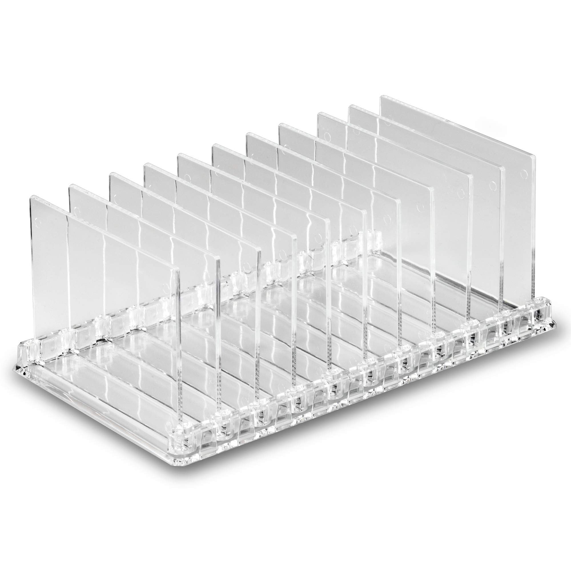 byAlegory Acrylic Makeup Palette Organizer With Removable Dividers | 10 Spaces Fits All Palette Sizes
