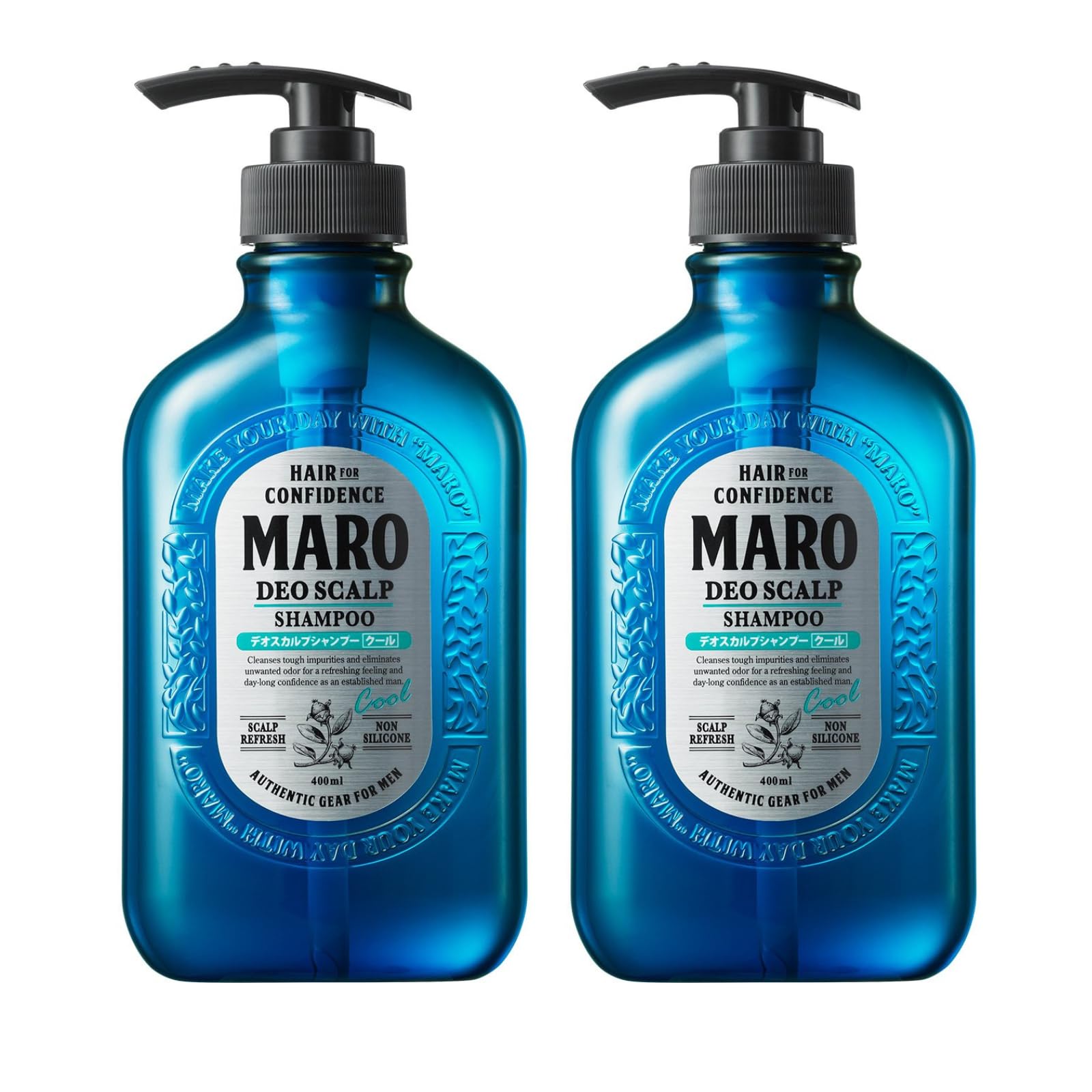 MARO Deo Scalp Shampoo - Soothing Cool Shampoo Cleanser Designed to Remove Dirt & Odor at the Root - Refreshes & Hydrates Scalp, Prevents Flakes & Itchiness - Gift for Men - 13.5 oz / 400 ml (2 Pack)
