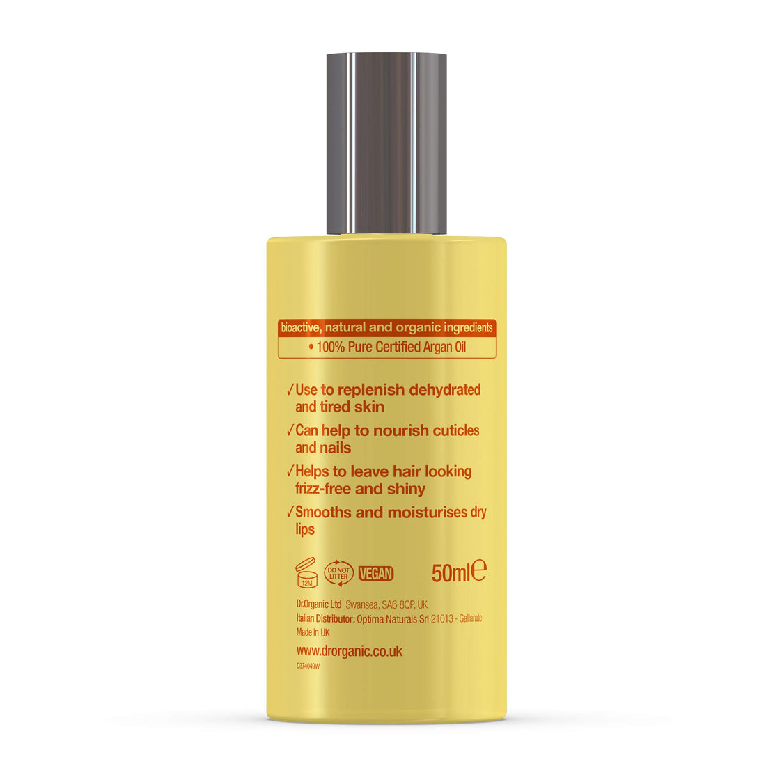 DR ORGANIC Moroccan Argan Oil 100% Pure Oil, Replenishing, For Hair, Skin & Nails, Mens, Womens, Natural, Vegan, Cruelty-Free, Paraben & SLS-Free, Organic, 50ml, Packaging may vary