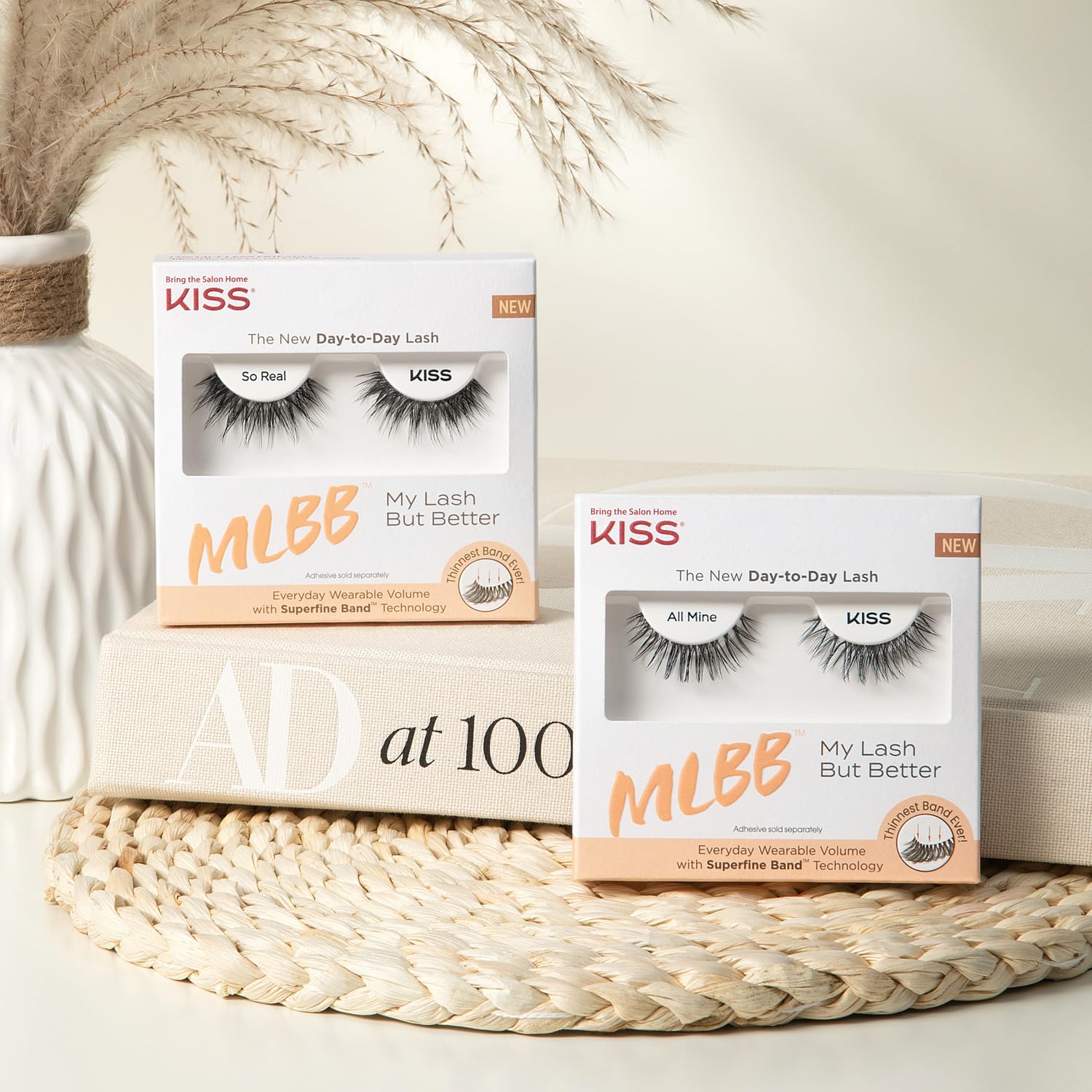 KISS MLBB My Lash But Better Everyday Wearable Volume False Eyelashes with Superfine Band Technology, Easy To Apply, Reusable, Cruelty-Free, Contact Lens Friendly, Style All Mine, 1 Pair