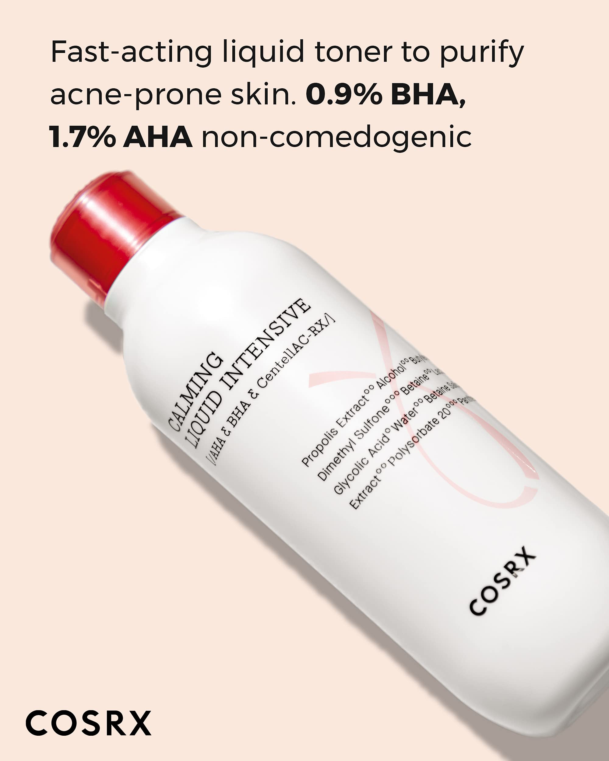 COSRX AC Collection Acne Calming Liquid Intensive, 4.22 fl.oz / 125ml | AHA, BHA Toner for Acne Prone Skin, Animal Testing Free, Parabens Free, Korean Skin Care