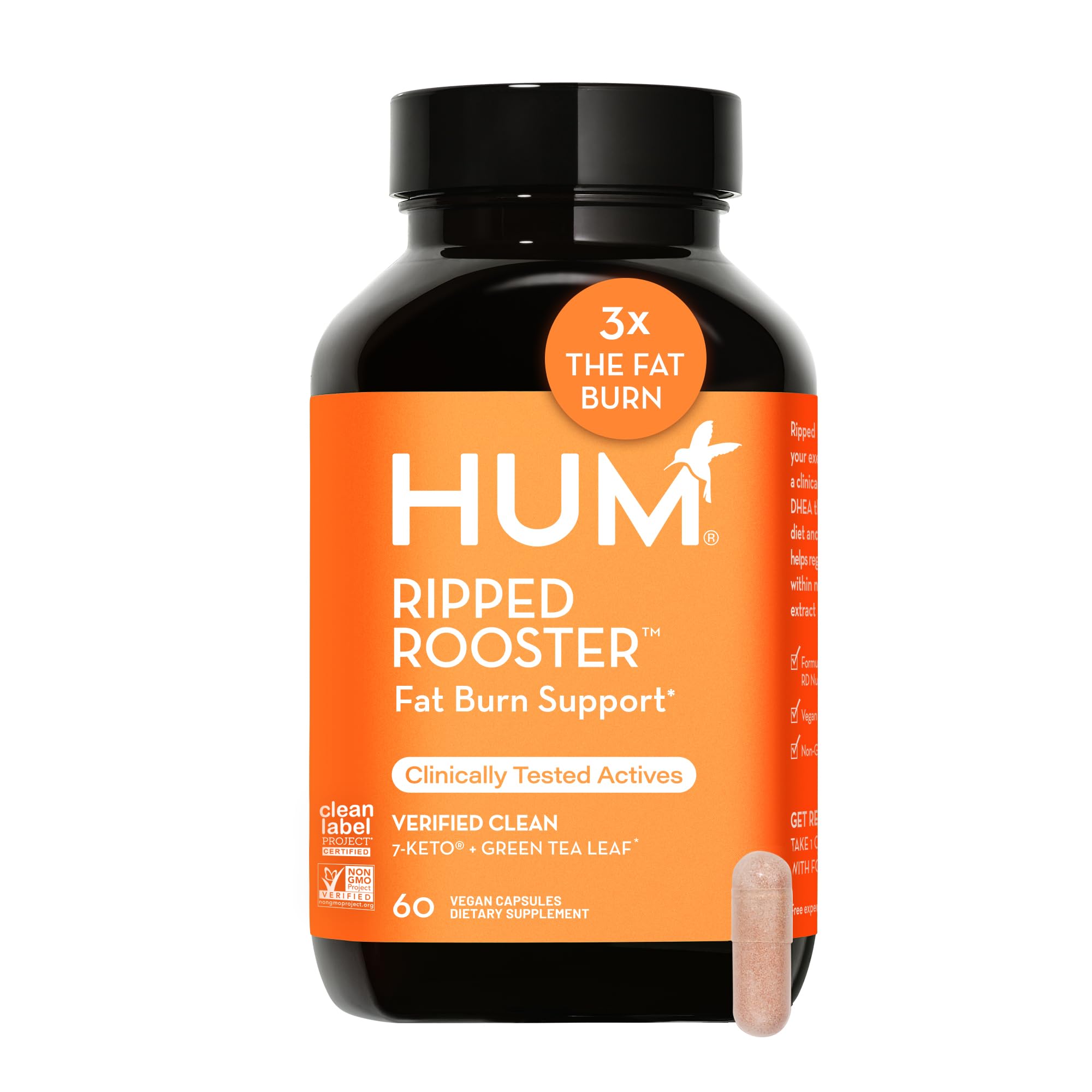 HUM Ripped Rooster - Natural Green Tea Supplement to Boost Metabolism, Control Cravings, Burn Fat & Support a Healthy Diet & Weight Management (60-Count)