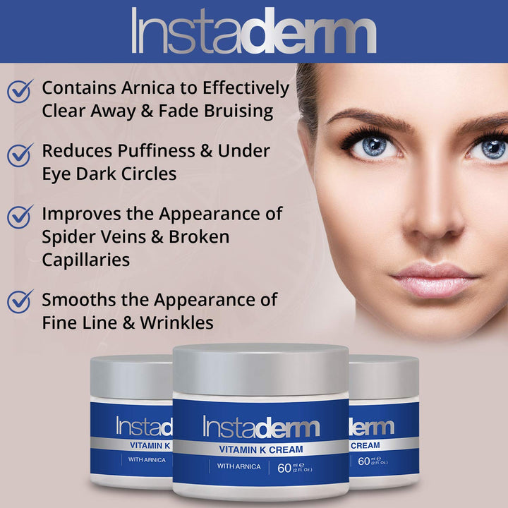 Vitamin K Cream- Bruise Healing Formula with Arnica. Dark Spot Moisturizer for Bruising, Spider Veins & Broken Capillaries. Repair Under Eye Dark Circles, Fine Lines, Puffiness, Wrinkles.