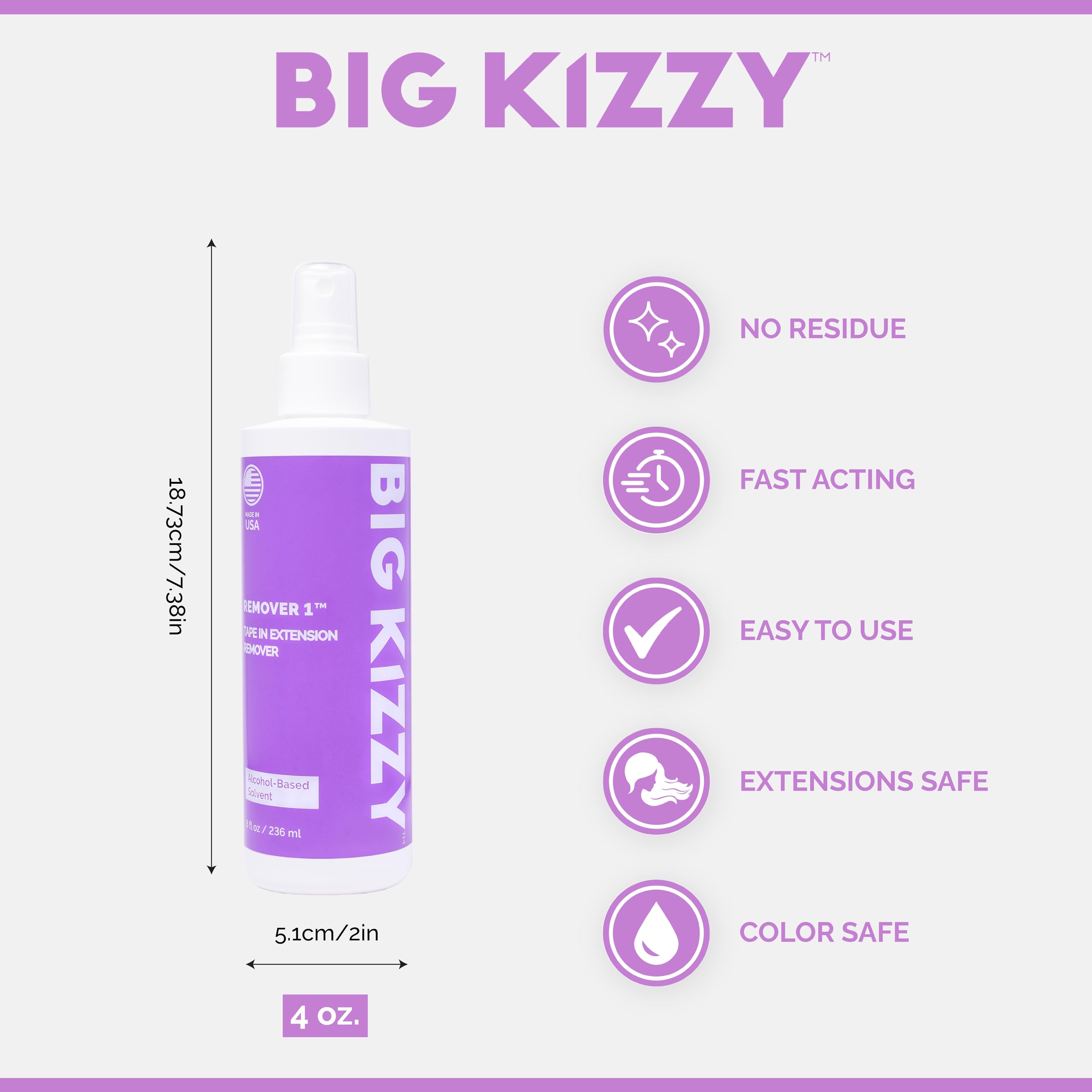 Release Tape Hair Extension Remover, Tested & Proven Fastest & Easiest Adhesive Remover, 8 Ounce Spray Bottle by Big Kizzy Hair