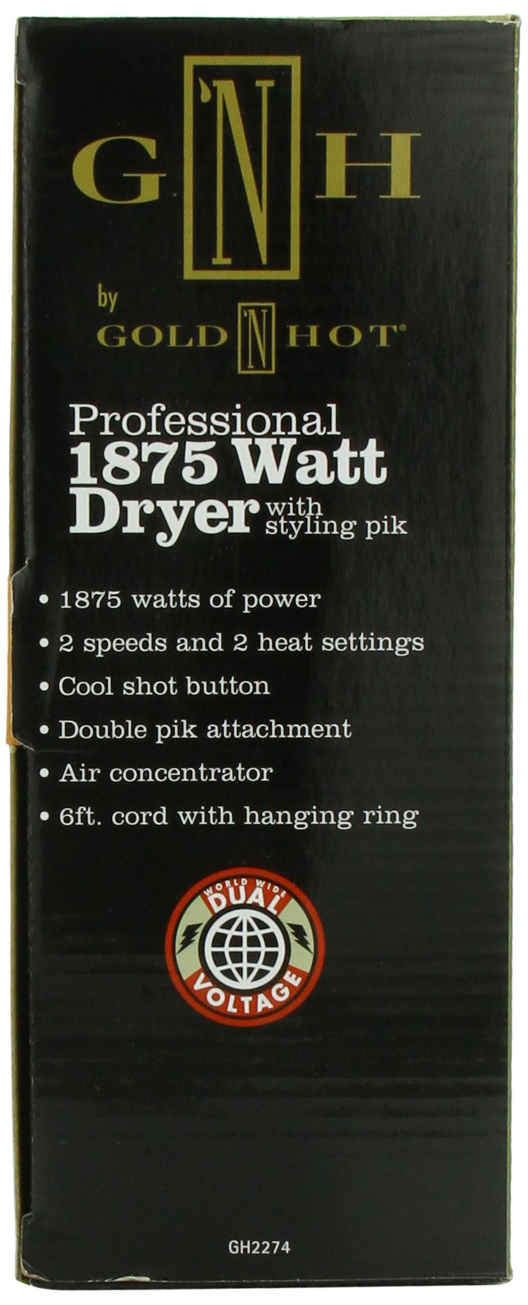 Gold 'N Hot Professional 1875-Watt Dryer with Styling Pik