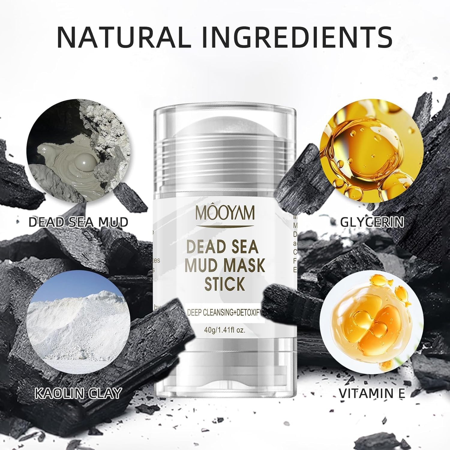 GUOYAOLIFU Clay Mask for Face, Dead Sea Mud Mask Stick Purifying Face Mask Deeping Cleanser Blackhead Detoxify Blemished Skin Oil Control, Dead Sea Mud Mask Skin Care for All Skin Types