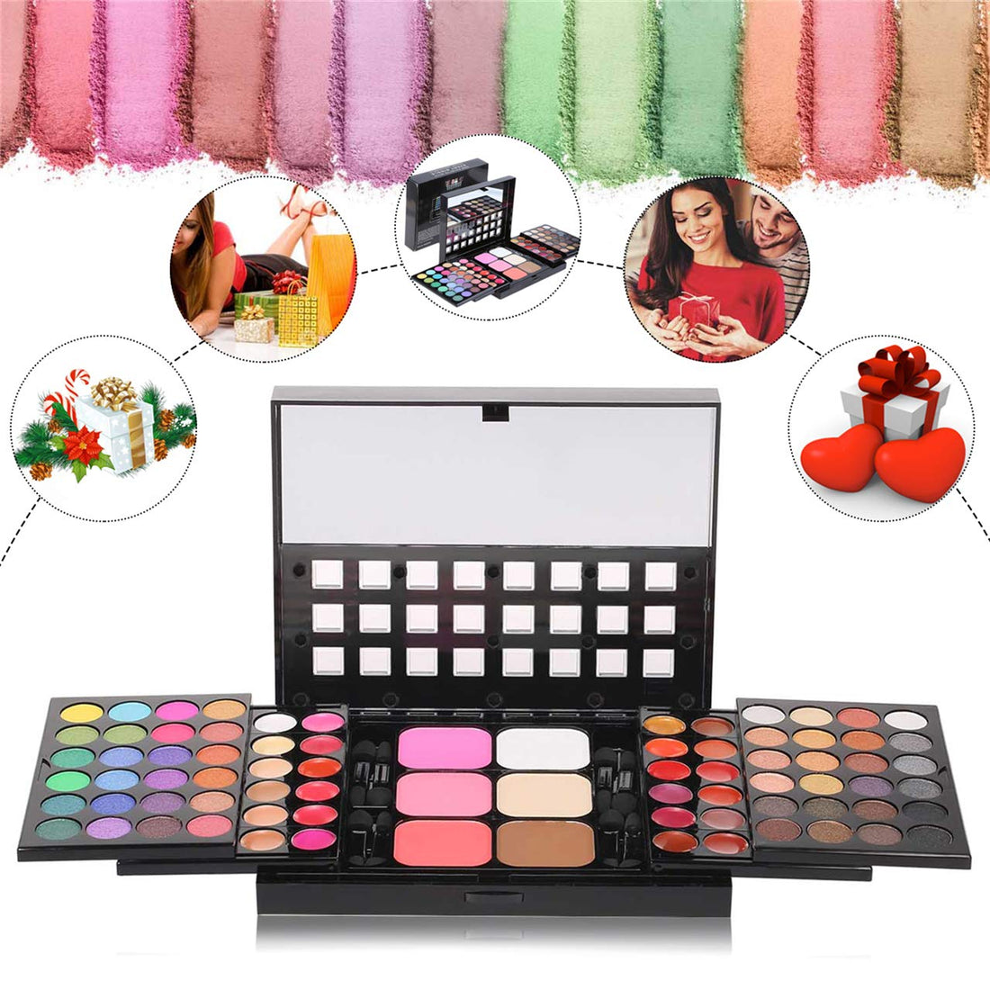 FantasyDay Pro 78 Colours Eyeshadow Palette Makeup Cosmetic Contouring Kit Combination with Blusher / Lipgloss / Concealer etc. - Ideal for Professional and Daily Use
