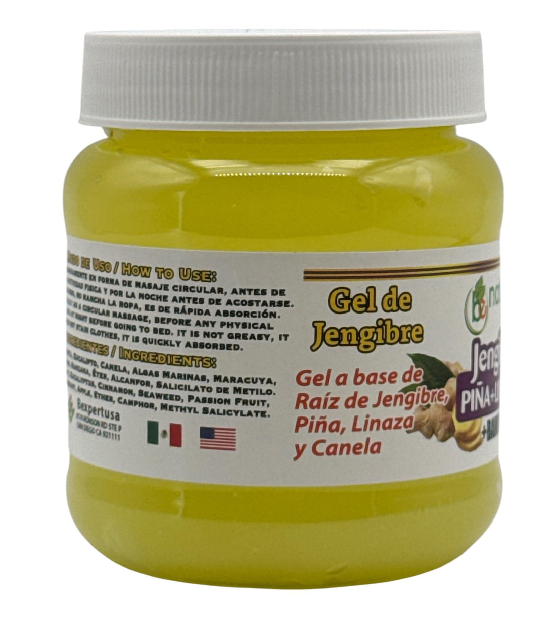 B-Experts Gel De Jengibre, pina, Canela,menta,eucalipto,algas, maracuya, limon, romero, manzana & linaza (Ginger, mint, cinnamon, passion fruit Gel) 100% Natural Hydrating Formula | 250g|Panza
