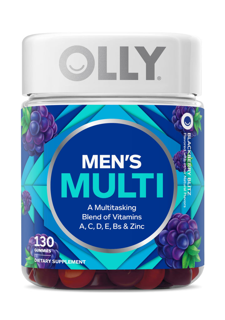OLLY Men's Multivitamin Gummy, Vitamins A, C, D, E, B, Zinc, BlackBerry Flavor, 65 Day Supply - 130 Count (Packagine May Vary)