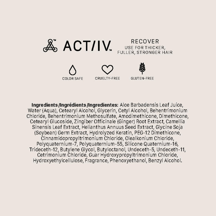 ACTIIV Recover Conditioner (Unisex) | Supports Optimal Hair Care and Recovery, Strengthens And Hydrates, Promotes Thicker Fuller Hair, Plant-Derived Formula, Color-Safe, Vegan, For All Hair Types