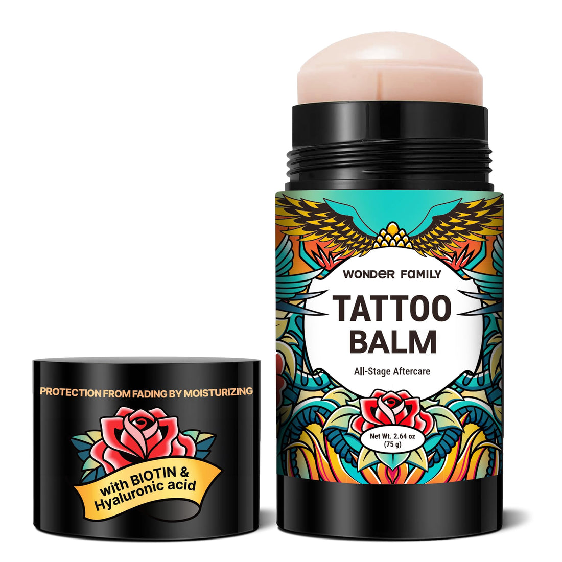 Tattoo Balm Aftercare Stick – Tattoo Moisturizer and Brightener with Shea Butter – All-in-One Tattoo Lotion and Cream for Hydration and Color Protection – Travel-Friendly Tattoo Aftercare Balm