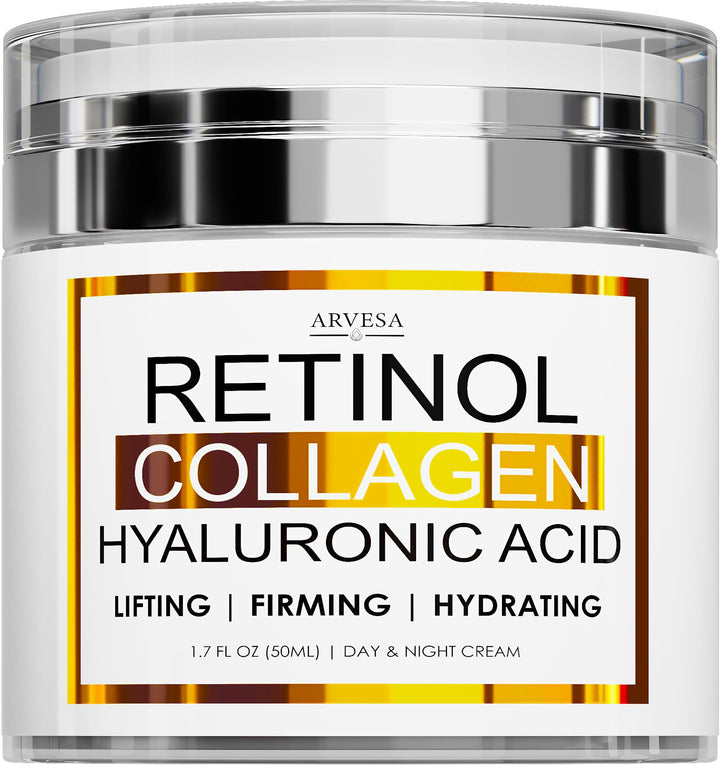 Retinol Cream for Face - Facial Moisturizer with Collagen and Hyaluronic Acid - Anti Aging Face Cream for Women and Men - Day and Night - Wrinkle - Neck & Décolleté