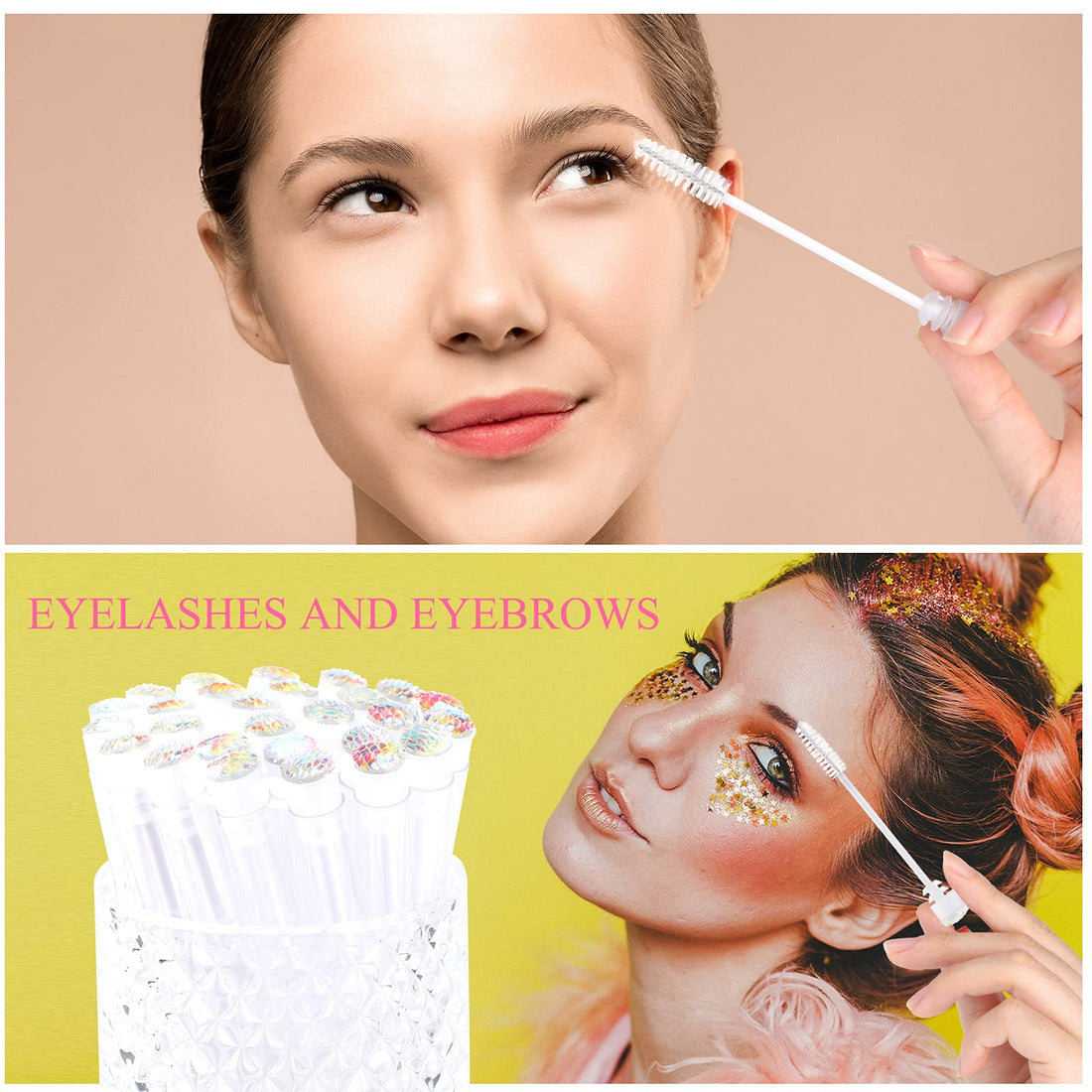 Dming 50pcs Lash brush Mascara wands and tubes Spoolies for eyelash extensions Mascara wand tubes scale white