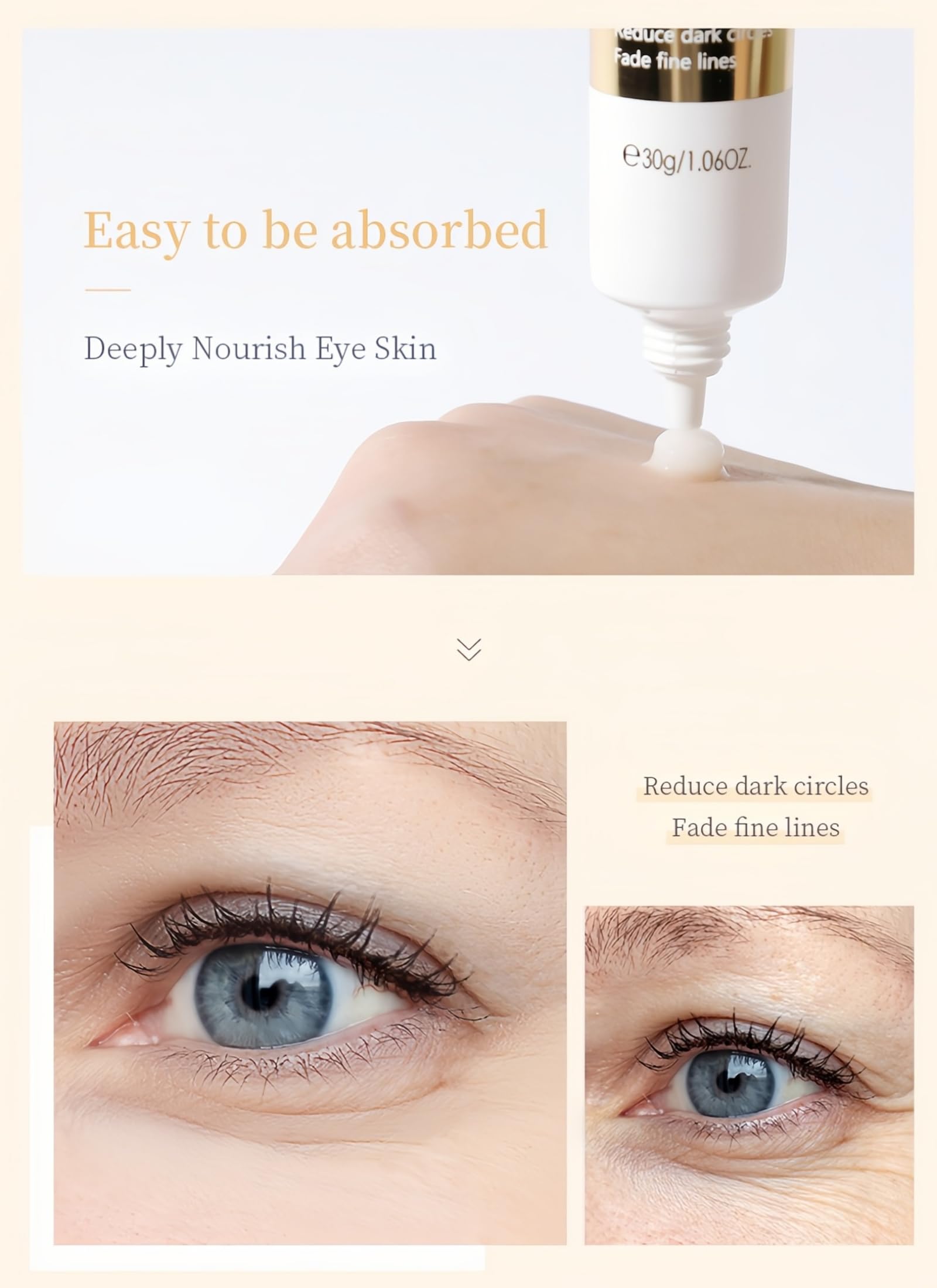 BSMKCL Snail Eye Cream with Red Ginseng for Women Under Eye Dark Circles, Eye Bags, Fine Lines Snail Essence Eye Cream Moisturizing & Nourishing Skin Care 30g