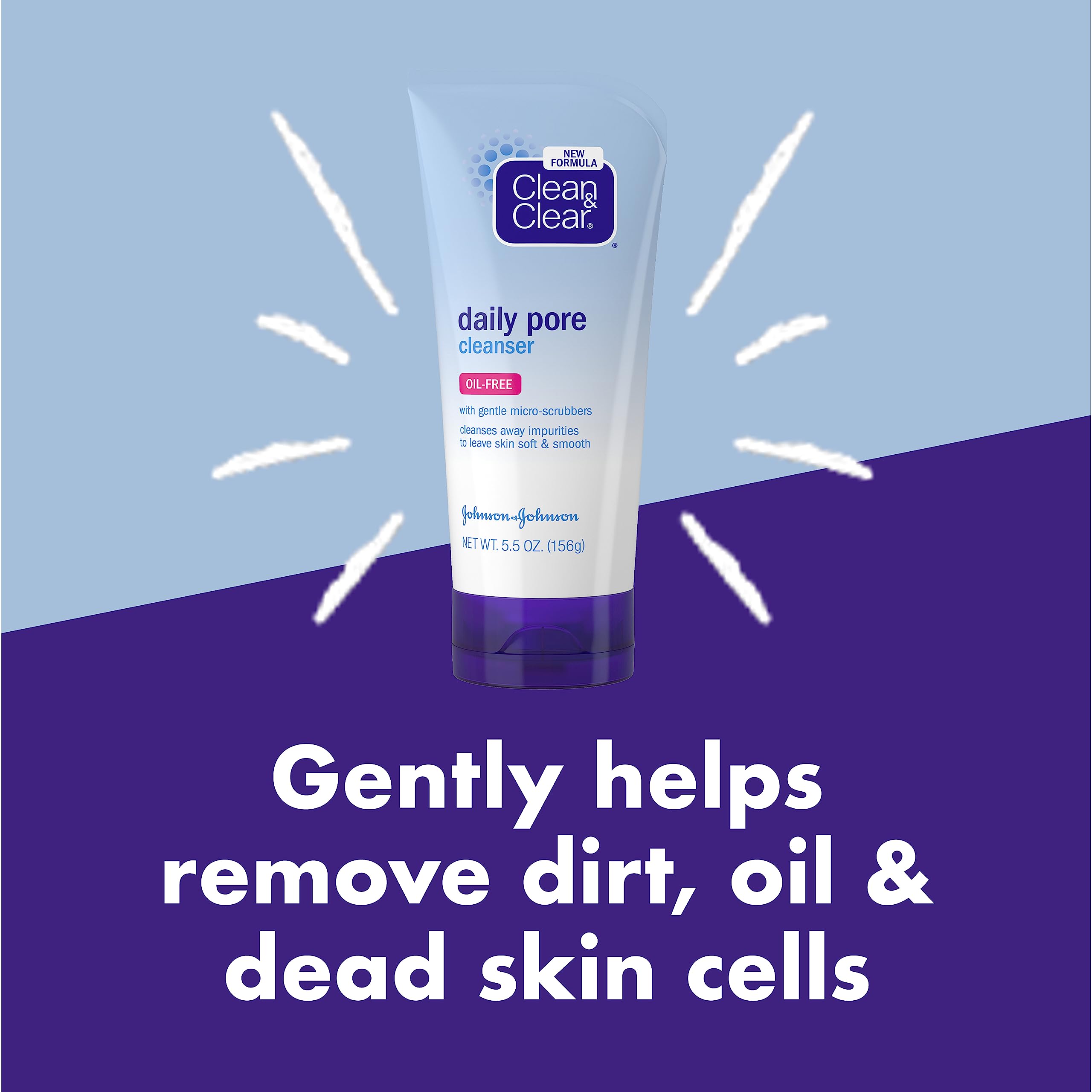 Clean & Clear Daily Pore Facial Cleanser for Soft, Smooth Skin, Oil-Free Acne Face Wash for Normal, Oily & Combination Skin Care, 5.5 oz