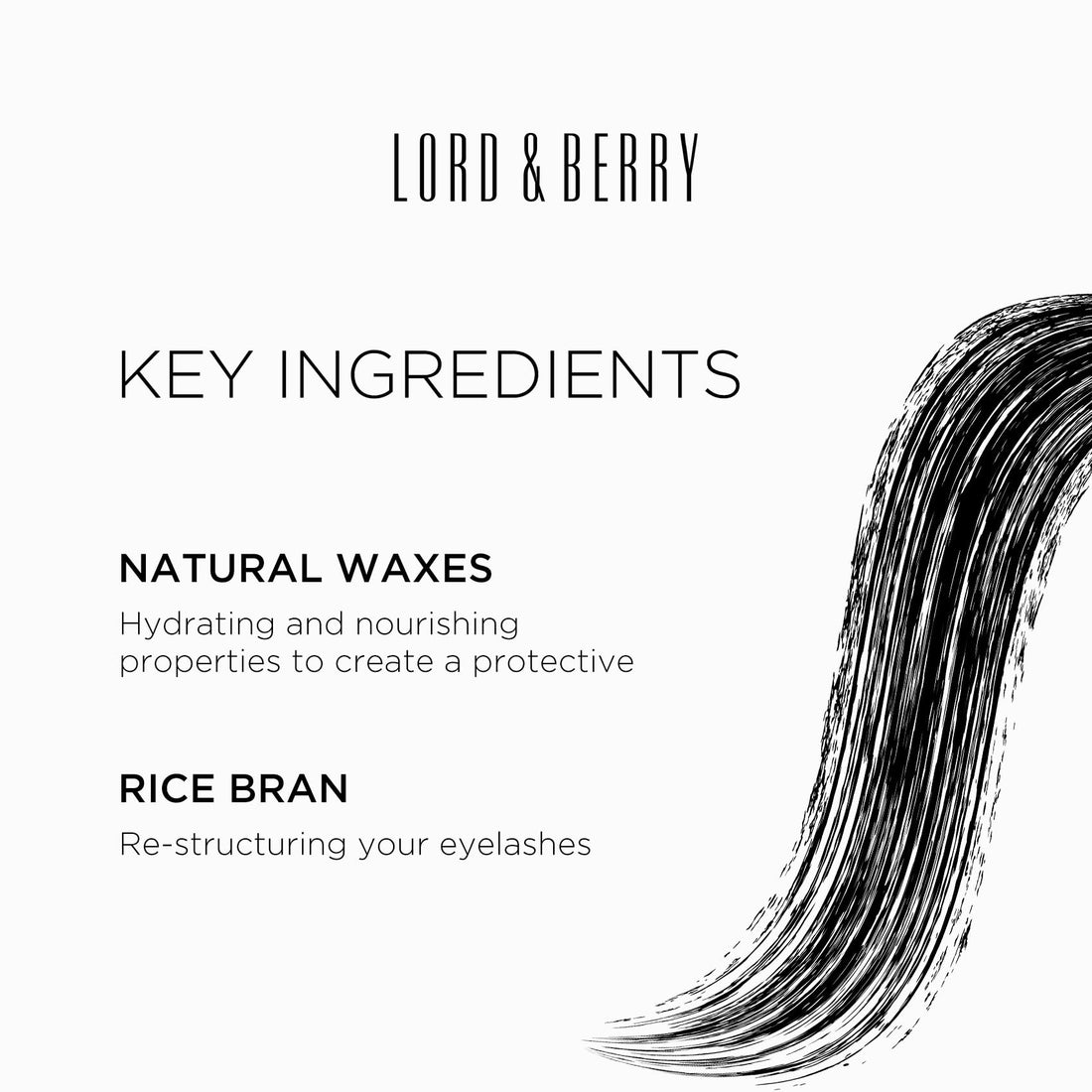Lord & Berry BACK IN BLACK, Nourishing Voluminous Hydrating Mascara Infused With Rice Bran Extracts, Deep Black