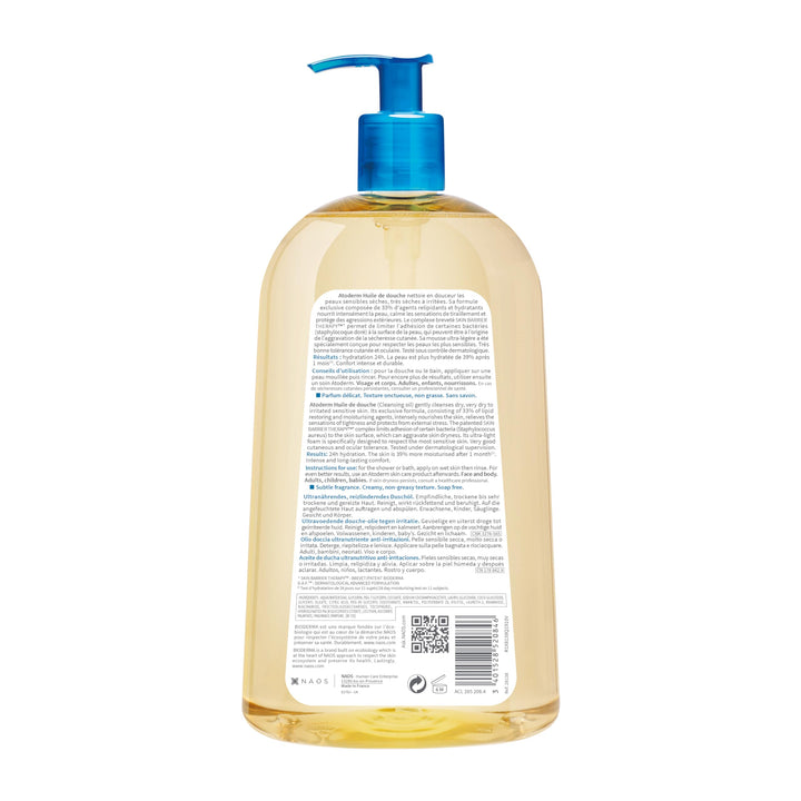 Bioderma Atoderm Shower Oil, Cleansing Oil For Face & Body, Nourishing Cleansing Oil For Dry to Atopic Sensitive Skin For Softer & Smooth Skin For Your Whole Family