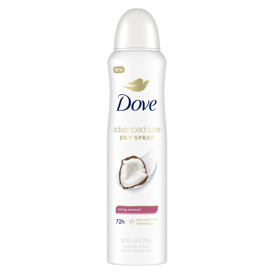 Dove Dry Spray Antiperspirant Deodorant, Caring Coconut, 3.8 Ounce (Pack of 12)