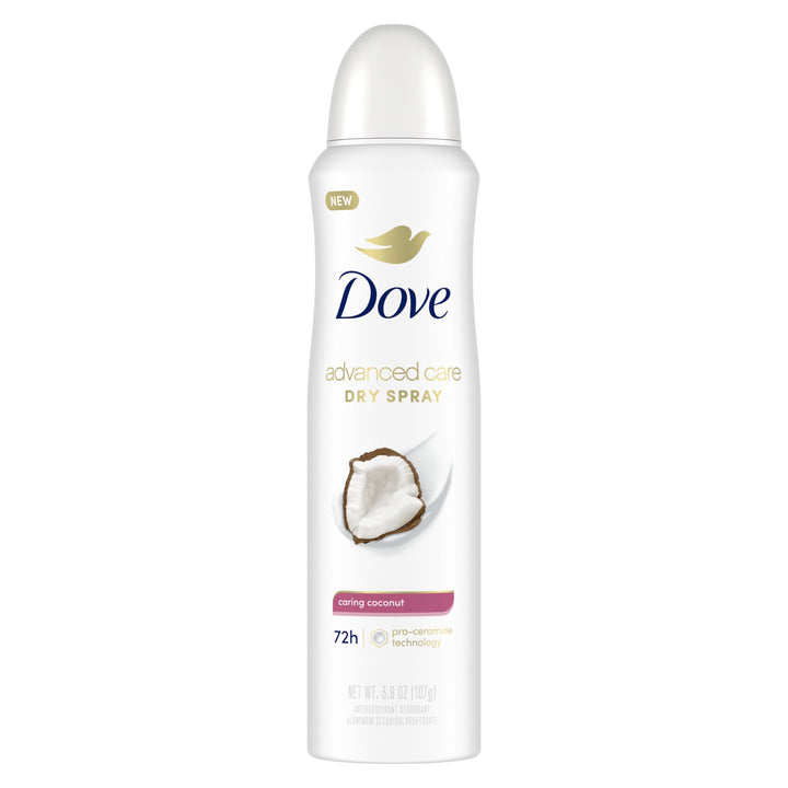 Dove Dry Spray Antiperspirant Deodorant, Caring Coconut, 3.8 Ounce (Pack of 12)