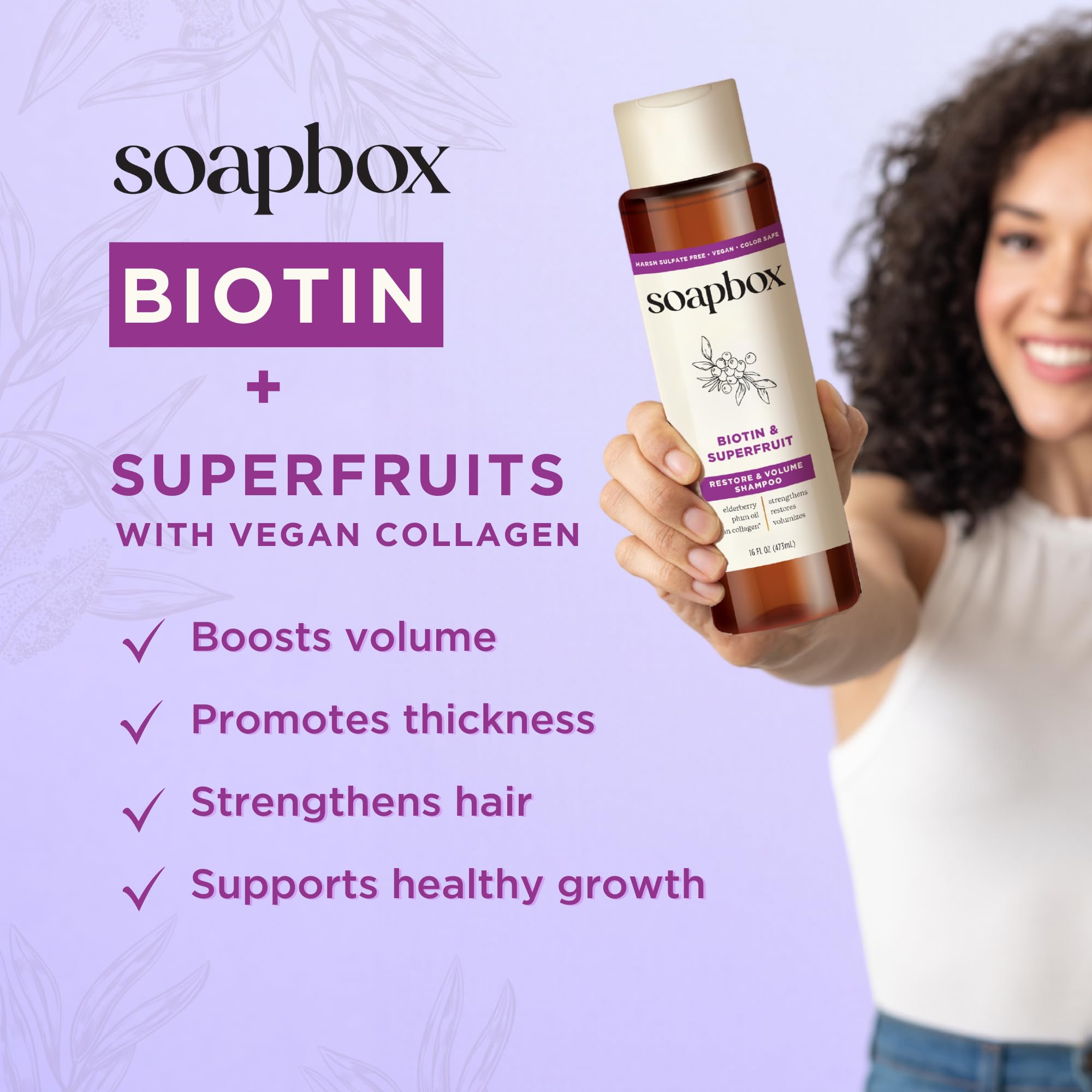 Soapbox Biotin & Superfruit Shampoo & Conditioner Set with Vegan Collagen, Aloe and Shea Butter, Sulfate Free, Paraben & Silicone Free, Color Safe and Vegan Hair Products, 1 Liter Each (Pack of 2)
