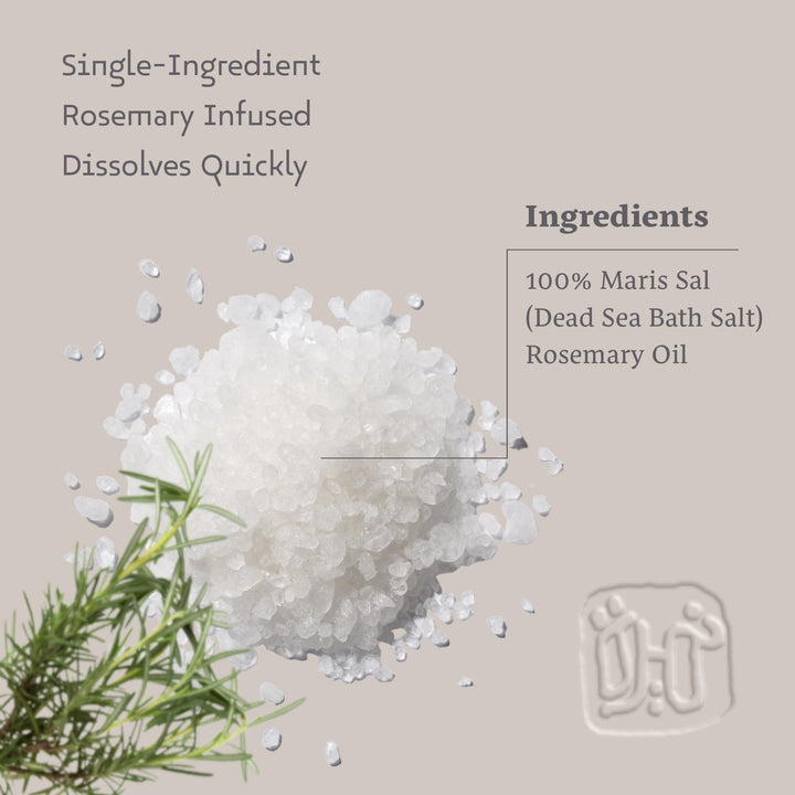 Numeira Dead Sea Salts for Soaking - Relaxing Salt Bath Soak for Body Rejuvenation - Natural Mineral Salts - Coarse Dead Sea Salt Bath Salts for Women & Men w/Rosemary Essential Oil (8.82 oz)