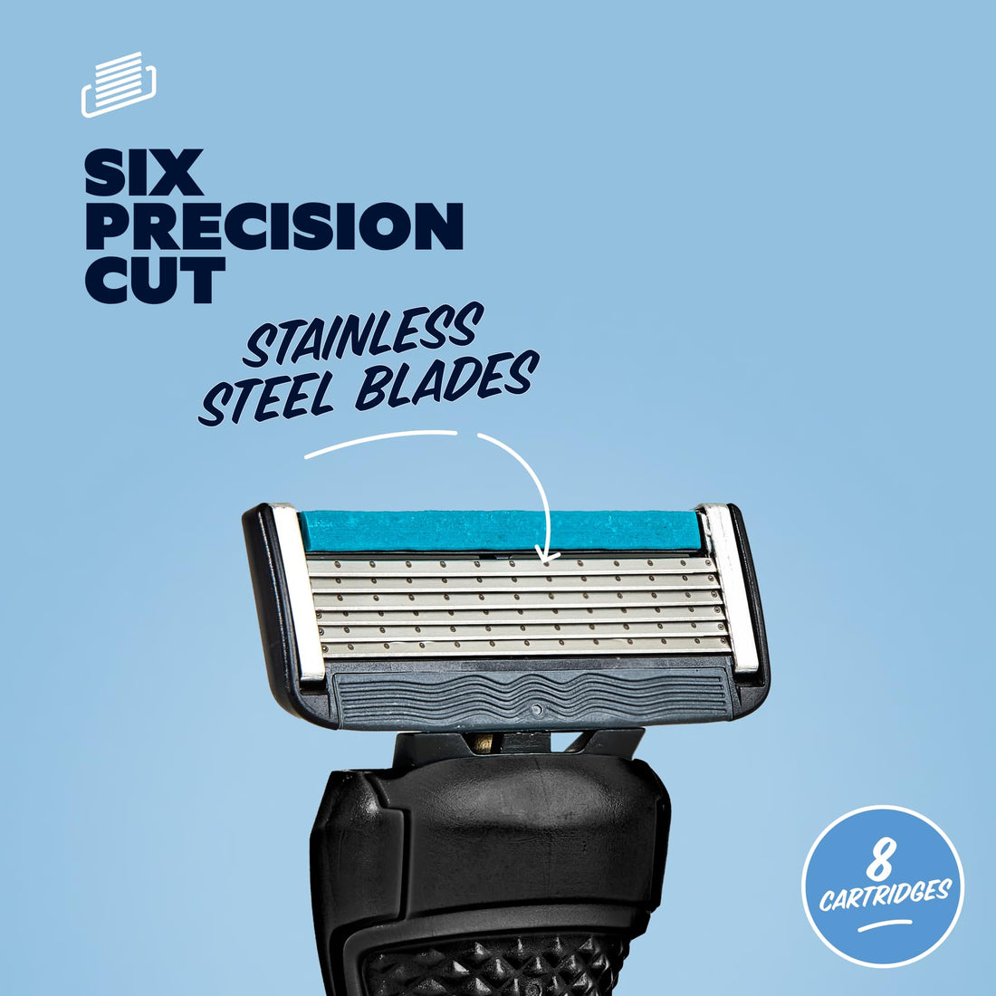 Dollar Shave Club | 6 Blade Razor Refills (8 Pack) | 6 Stainless Steel Blades for a Close & Comfortable Shave