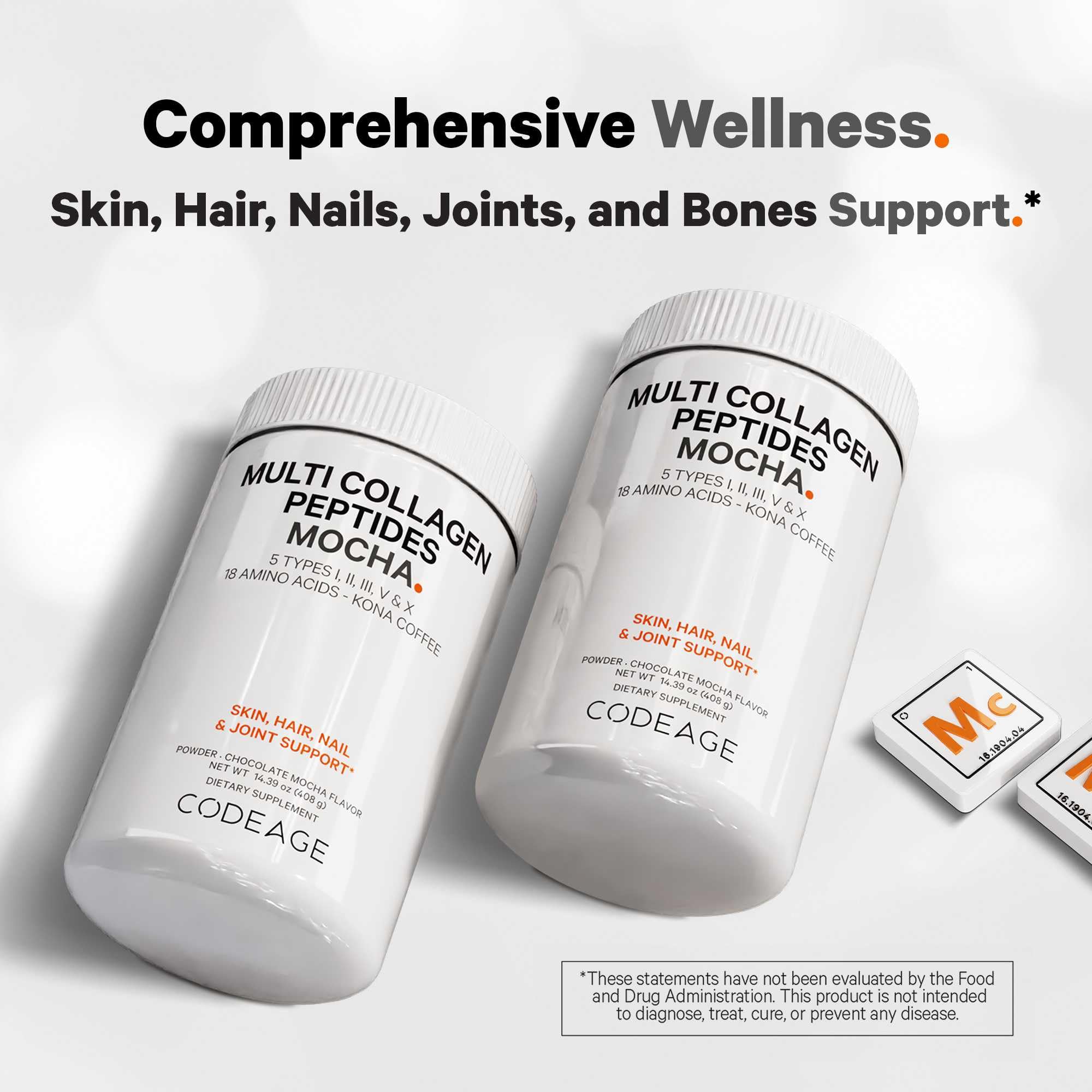 Codeage Multi Collagen Peptides Protein Powder - Chocolate Mocha Instant Coffee - Gourmet Knoa Coffee Drink & Shake - Collagen Type I, II, III, V & X - Grass-Fed, Hydrolyzed, Non-GMO - 14.39oz