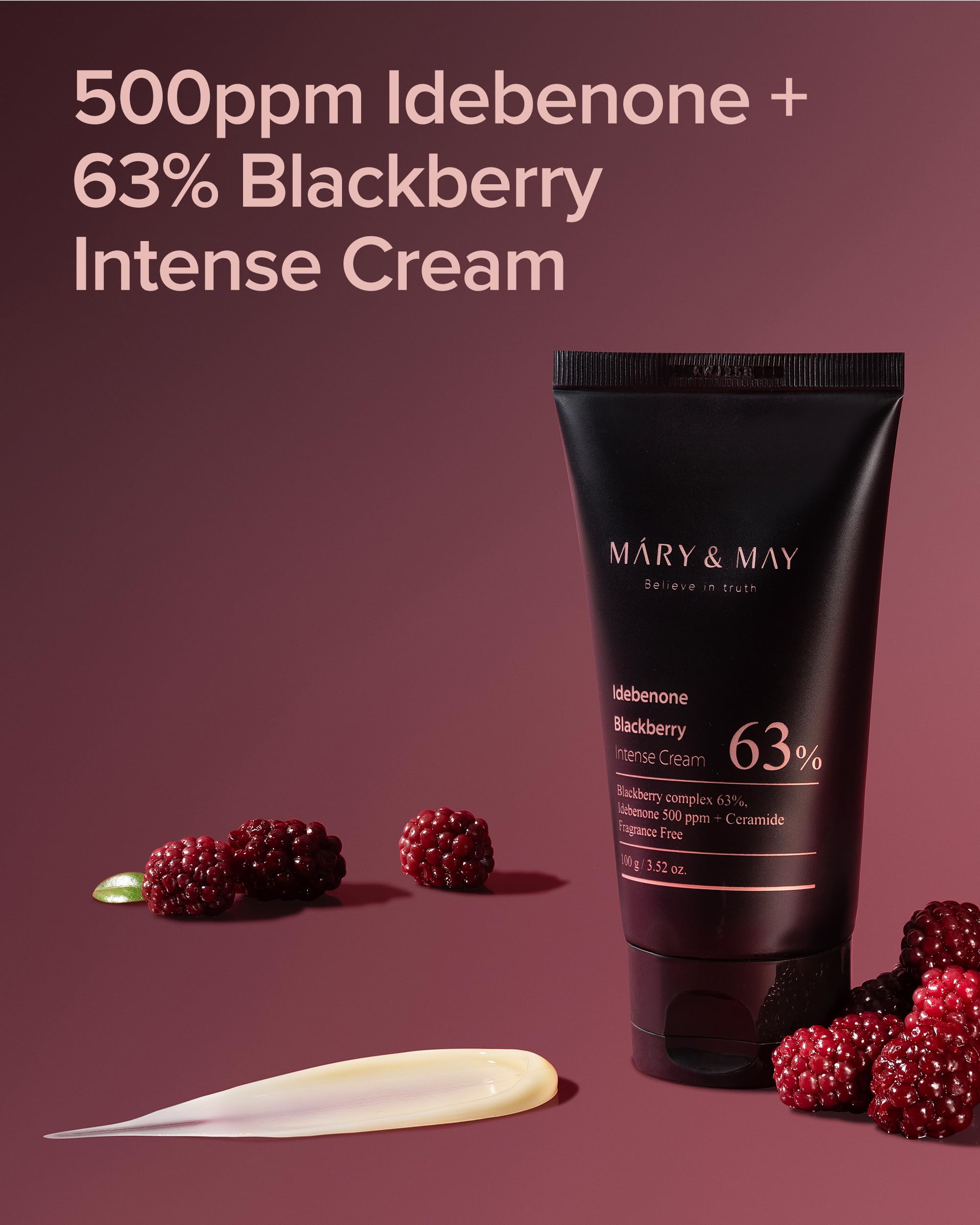 Idebenone Blackberry Intense Hydration Cream - Advanced Skin Barrier Strengthening Face Moisturizer with Niacinamide, Ceramide, and Hyaluronic Acid for Deep Moisture and Antioxidant, 3.52 oz.