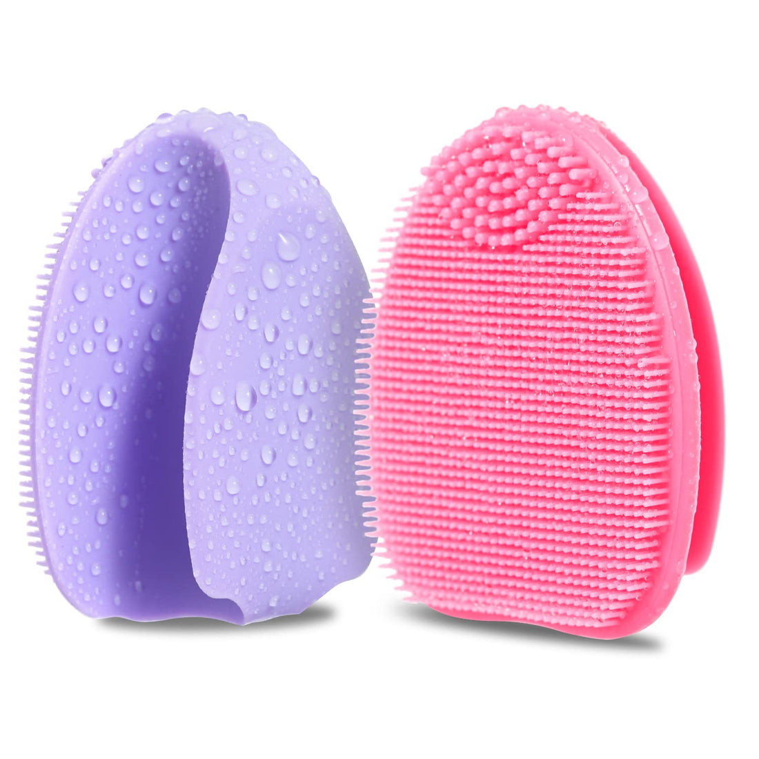 HieerBus Silicone Facial Cleansing Brush Exfoliating Massager, Blackhead Removal, Pore Cleansing, Ideal for Women Men All Skin Types, Skin Care, 2 Pieces (Pink+Purple)