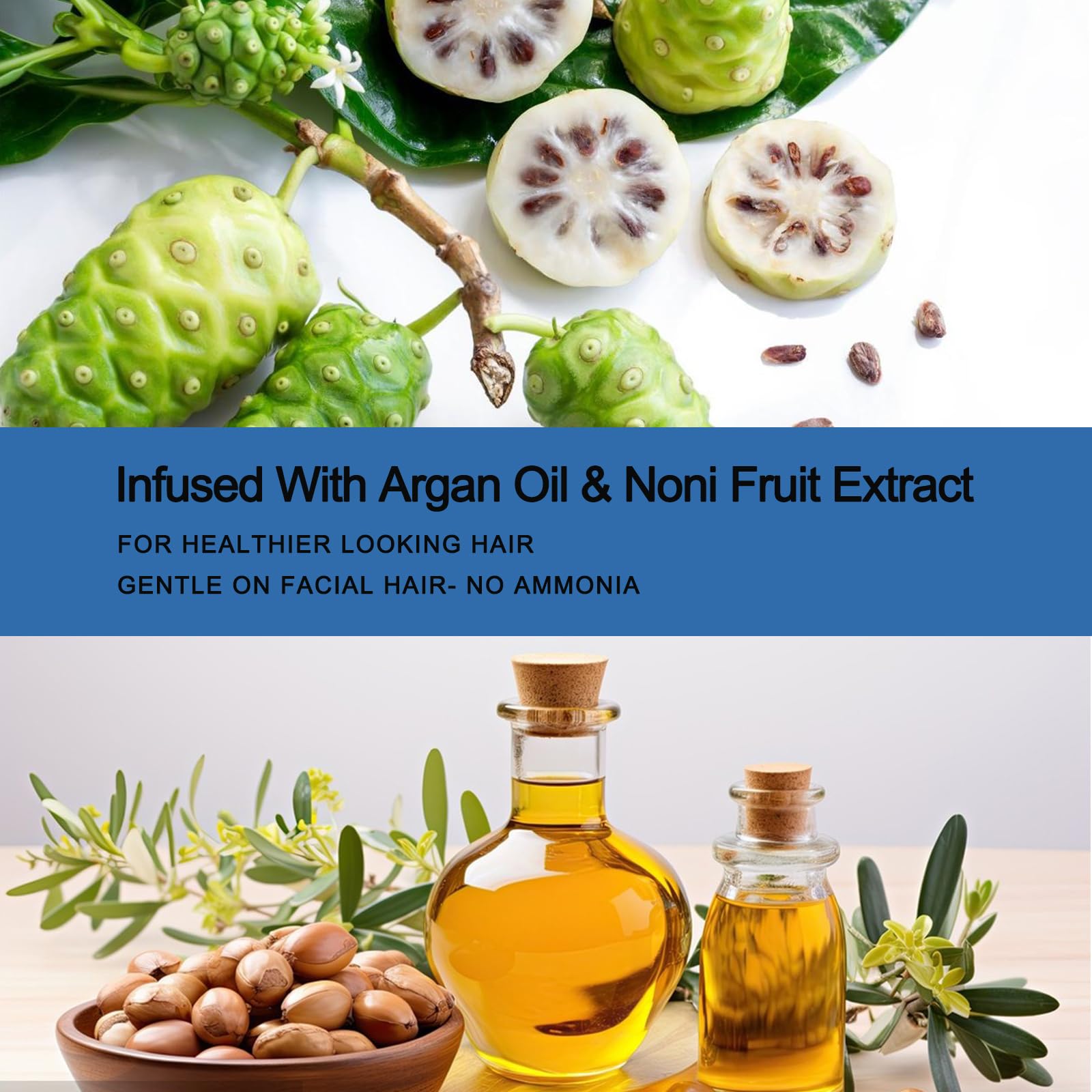 Men's Black Beard and Hair Dye Shampoo 3 in 1 - Long-Lasting Herbal Coloring for Gray Hair, Mustache & Beard in Minutes, 6.76 Fl Oz