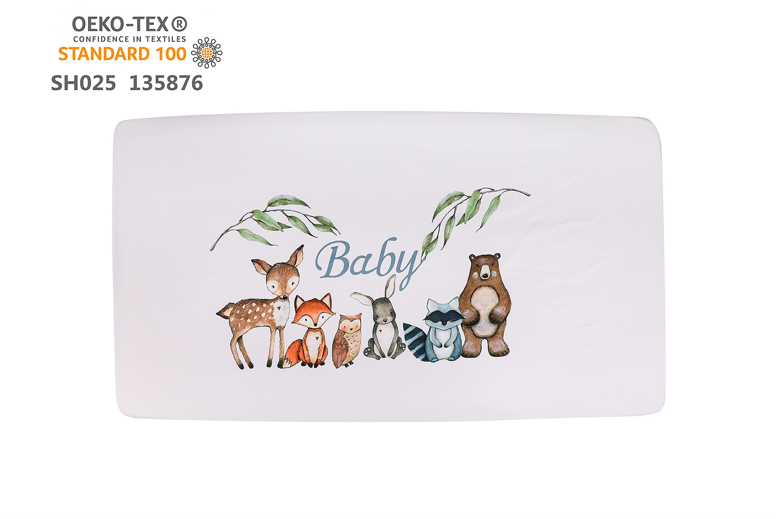 PINNKKU 3-Piece Crib Bedding Set for Boys, Includes Crib Skirt, Blanket, Sheet, Woodland Animals, Standard Size