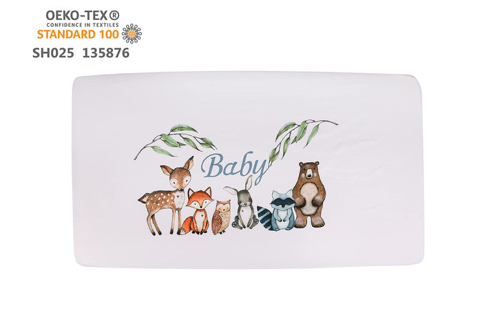 PINNKKU 3-Piece Crib Bedding Set for Boys, Includes Crib Skirt, Blanket, Sheet, Woodland Animals, Standard Size