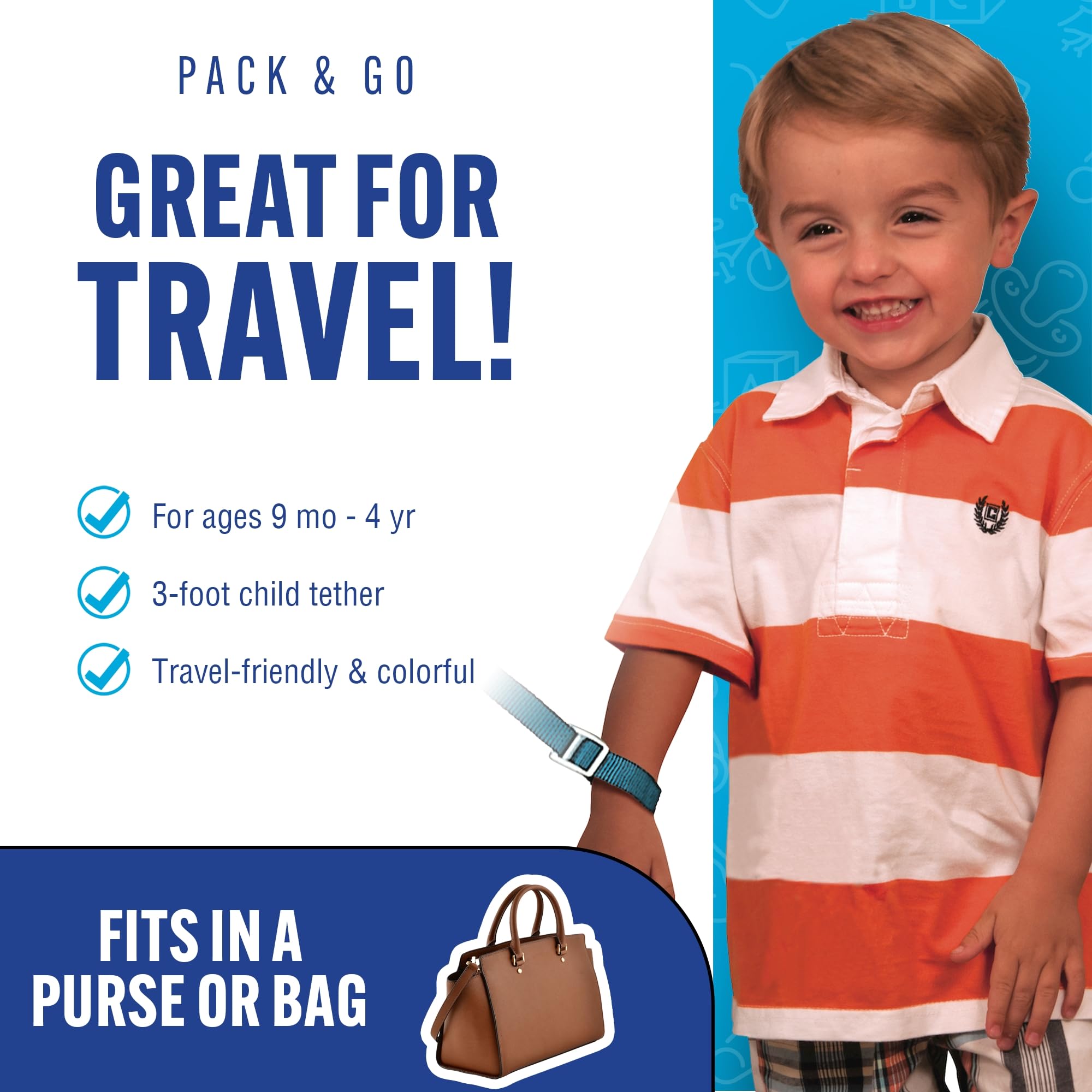 Baby Buddy Toddler Tether, Child Safety Leash, Toddler Travel Essential, Child and Baby Tether Strap for Walking, Safety Walking Guide for Children and Parents, Navy, 2 Count