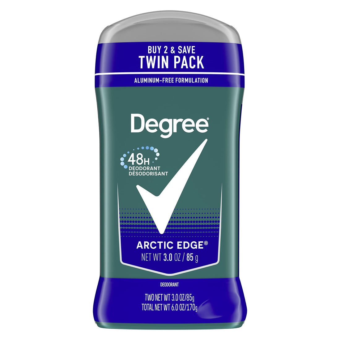 Degree Men Deodorant Stick, Arctic Edge 48 Hour Protection, 3 oz, 2 ct