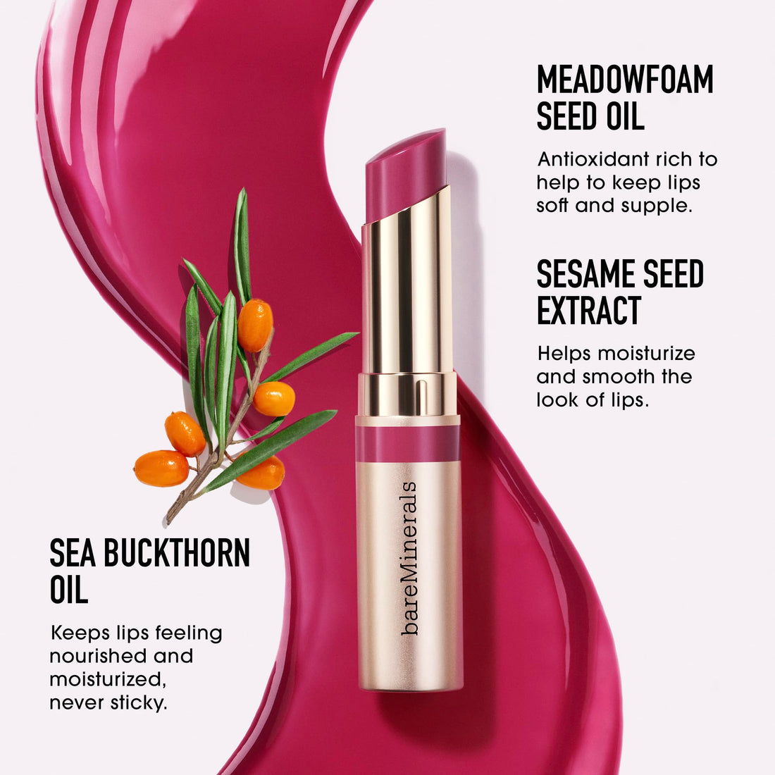 bareMinerals Dewy Lip Gloss-Balm, Hydrating Lip Gloss + Tinted Lip Balm Hybrid, Shine Finish + 24 Hour Hydration, For Soft + Smooth Lips, Non Sticky, Vegan
