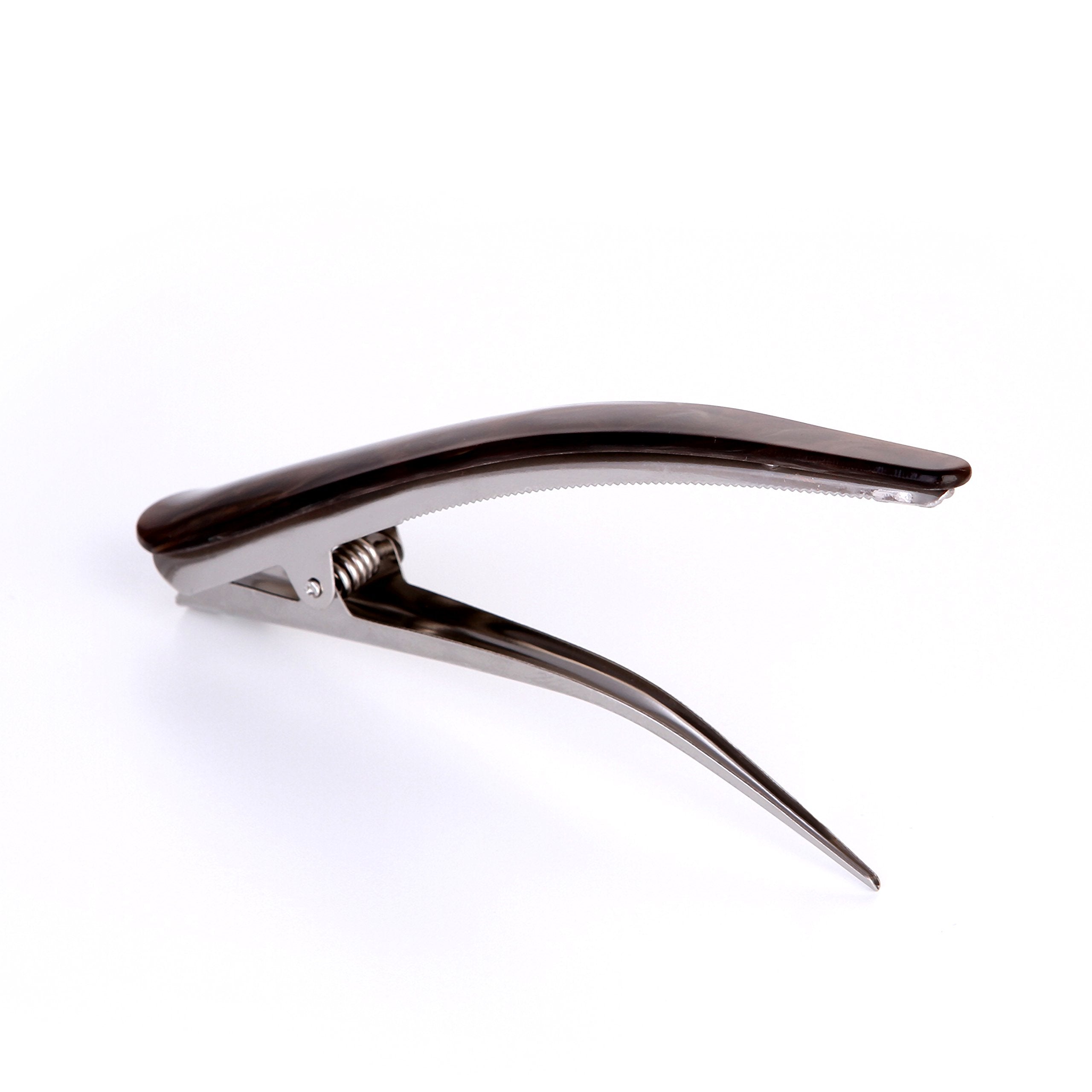 Yishenyishi 2Pcs:Duck Teeth Bows Hair Clips Grip Crocodile Accessories Hairpins Chic Styling Claw Barrettes Makeover Pinch Clip-Classic Khaki+Brown