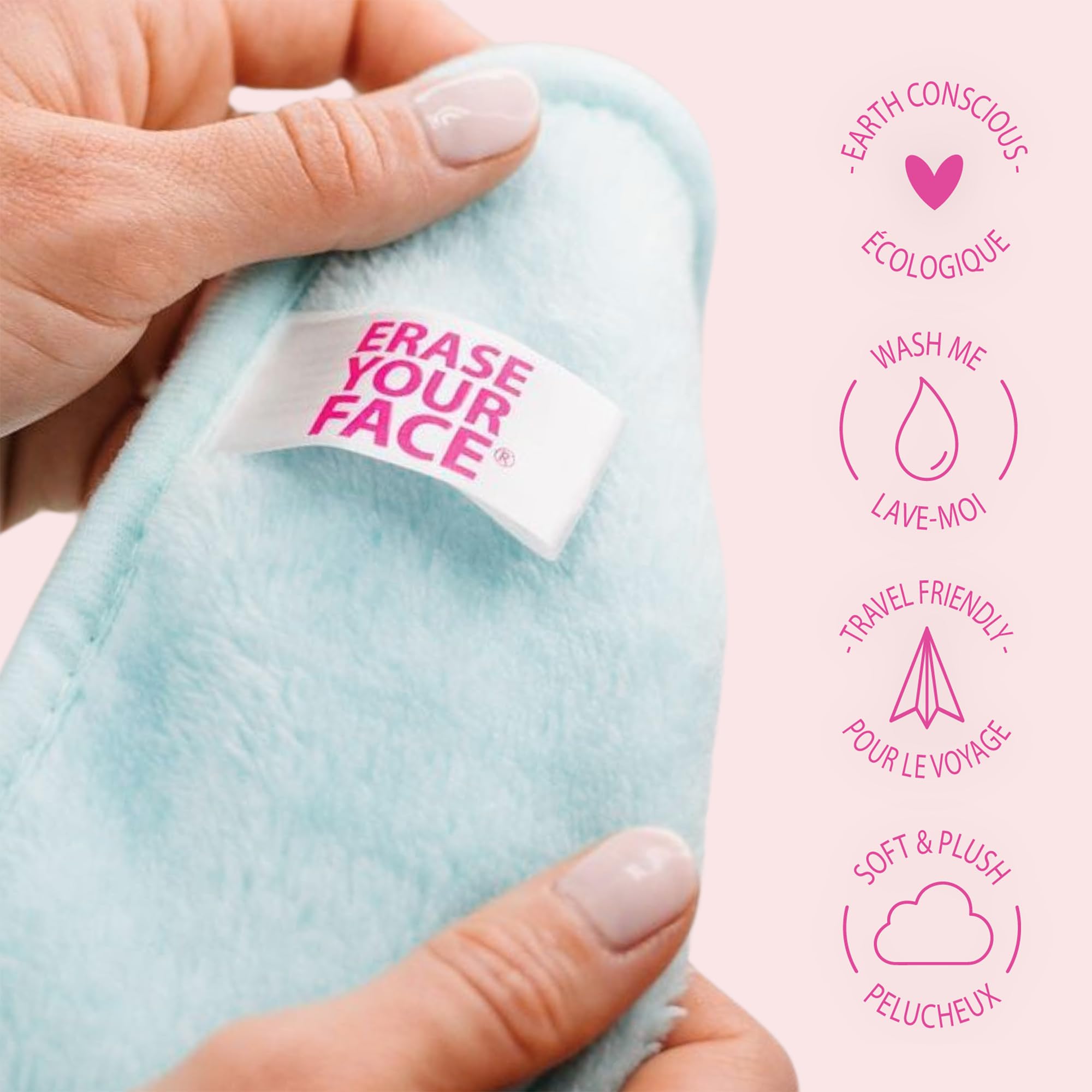 ERASE YOUR FACE Erase Your Face Make Up Removing Cloths, black, blue, pink, purple