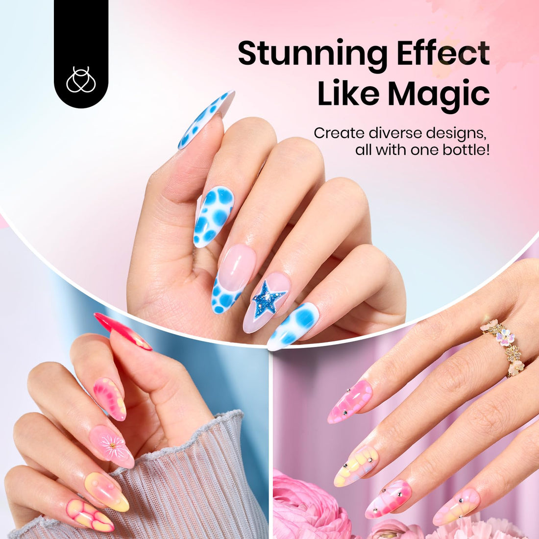 Beetles Blooming Gel, Blooming Gel Nail Polish Clear Uv Led Blossom for Spreading Effect Marble Natural Stone Watercolor Floral Print 10ml Soak off Diy Nail Art Design Manicure Gift for Women