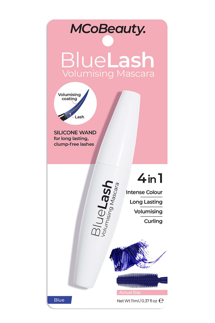 MCoBeauty Blue Lash Volumizing Mascara - 4-in-1 Silicone Wand for Long-Lasting Clump-Free Lashes - Easy Application - Vegan - Blue