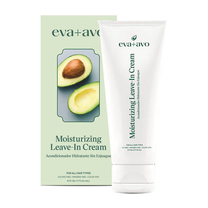 Eva + Avo Leave In Conditioner Cream, 6 Fl Oz - Hydrating Hair Treatment with Avocado and Rosemary for All Hair Types - Paraben and Sulfate-Free Leave In Hair Conditioner - 1-Pack