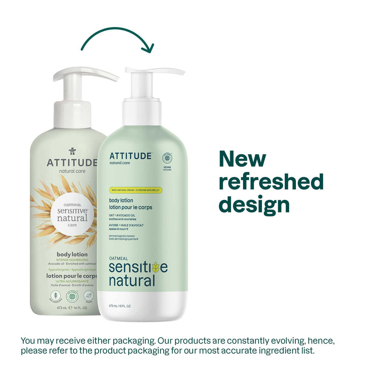 ATTITUDE Nourishing Body Lotion for Dry & Sensitive Skin, With Soothing Oatmeal, Dermatologist-tested & Hypoallergenic, EWG Verified Body Moisturizer, Avocado Oil, 16 Fl. Oz.