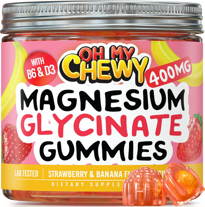 Center-Filler Magnesium Glycinate Gummies 400MG - High Absorption for Kids, Teens & Adults - Supplement for Sleep, Calm & Muscle Relaxation with B6 & D3 - Gluten Free & Vegan Friendly - 60 Count