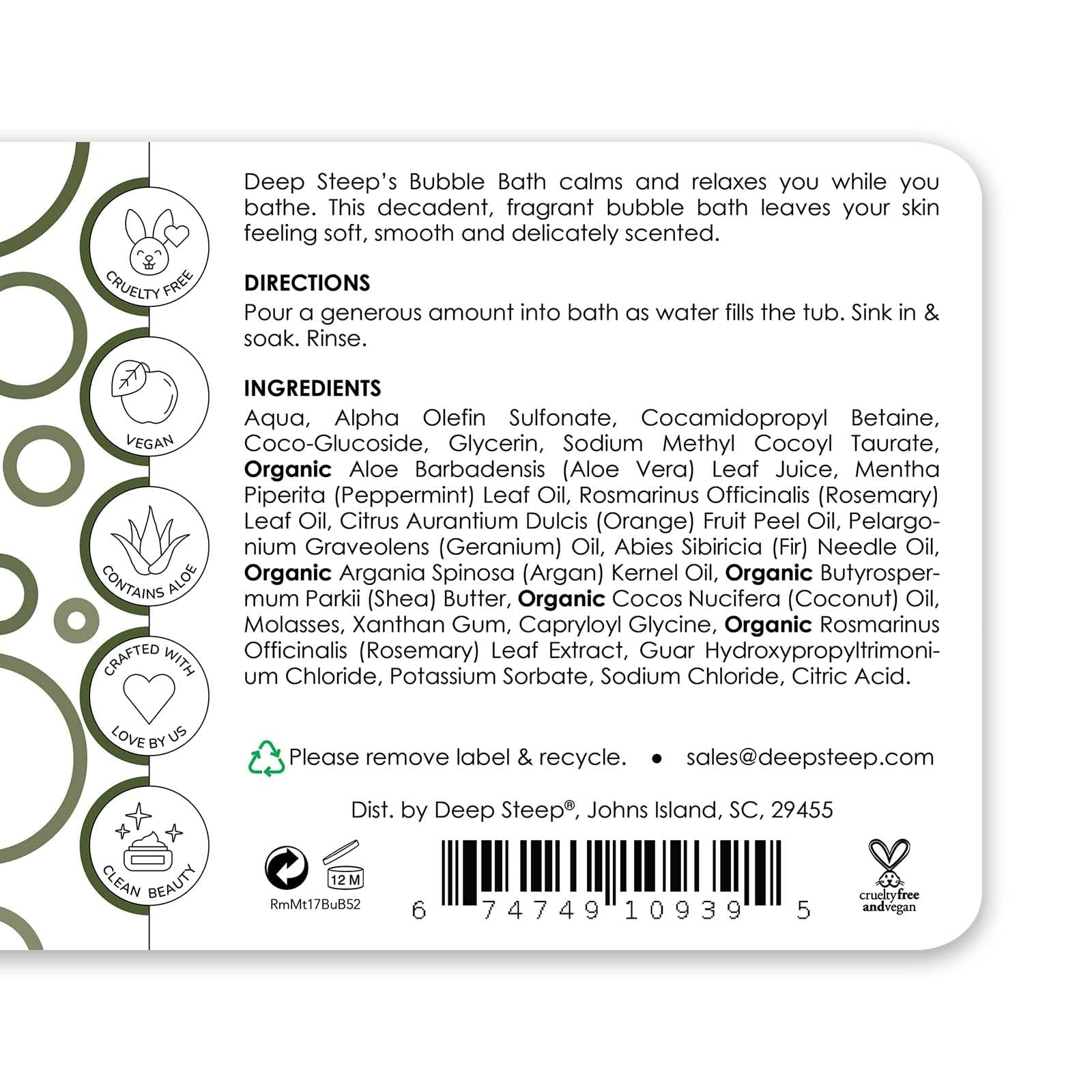 Rosemary Mint: Deep Steep Bubble Bath, 17 Ounce (Pack Of 2) (Rosemary Mint)