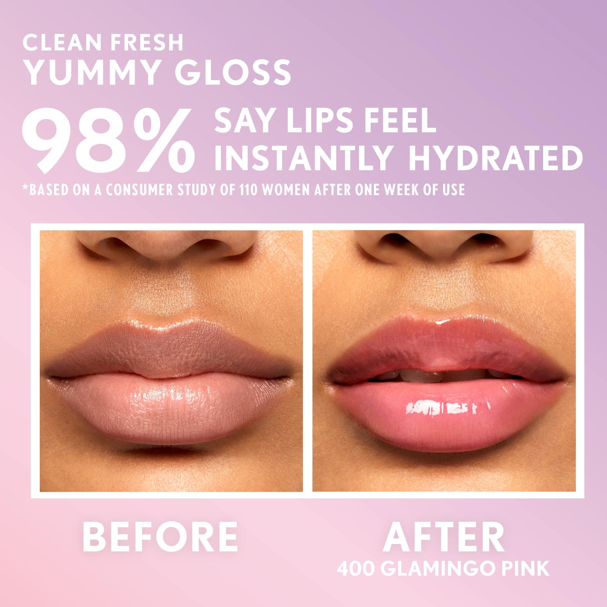 COVERGIRL Clean Fresh Yummy Gloss – Lip Gloss, Sheer, Natural Scents, Vegan Formula - Glamingo Pink